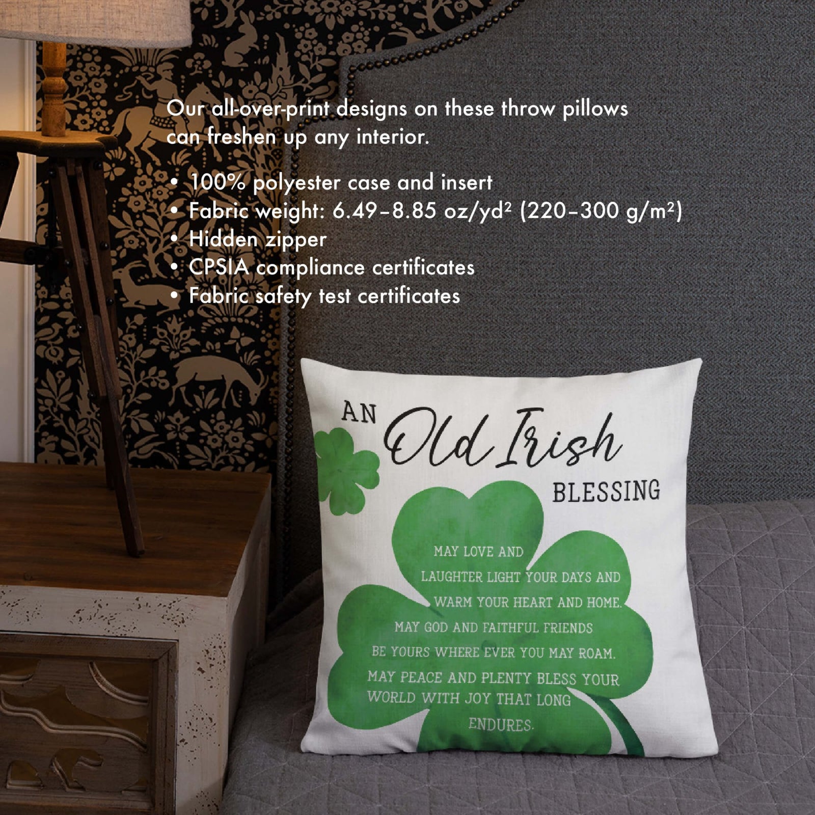 St. Patrick's Day Decorative Throw Pillow - An Old Irish Blessings - LifeSong Milestones