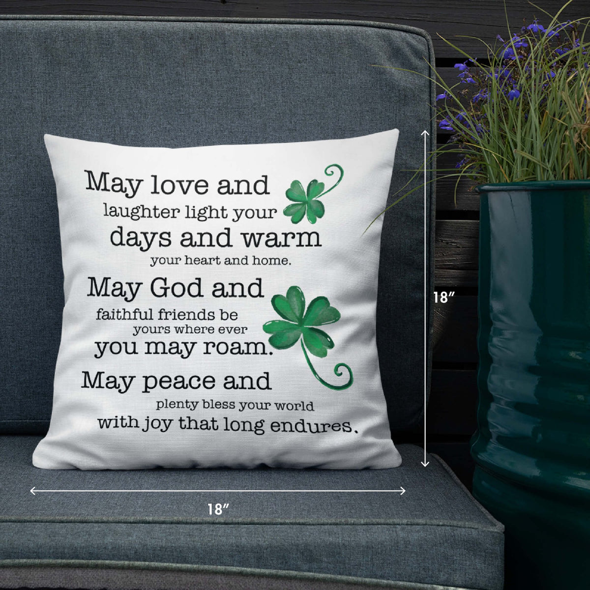 St. Patrick's Day Decorative Throw Pillow - May Love And Laughter - LifeSong Milestones