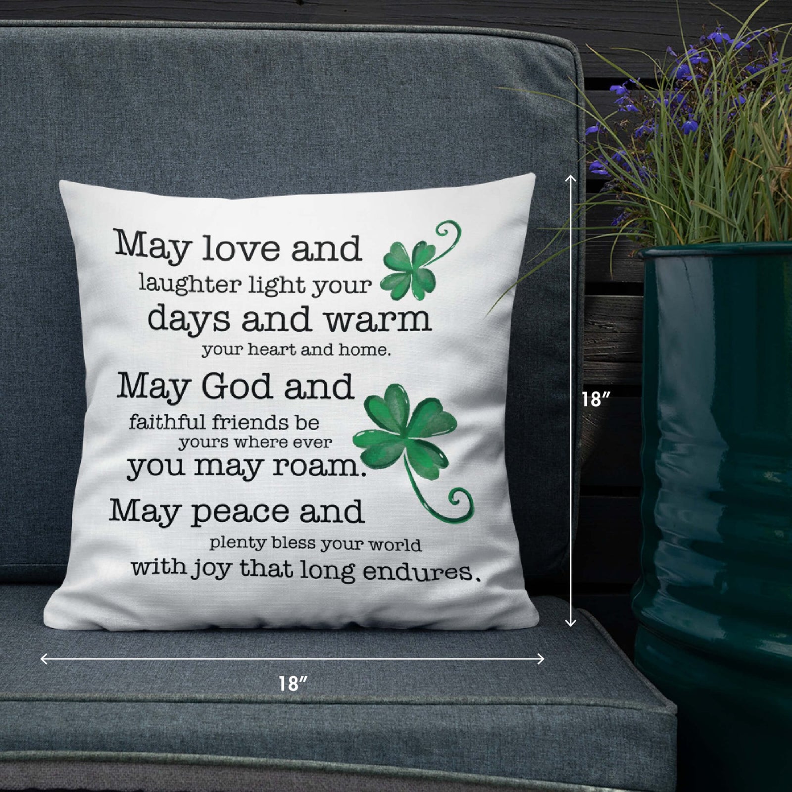 St. Patrick's Day Decorative Throw Pillow - May Love And Laughter - LifeSong Milestones