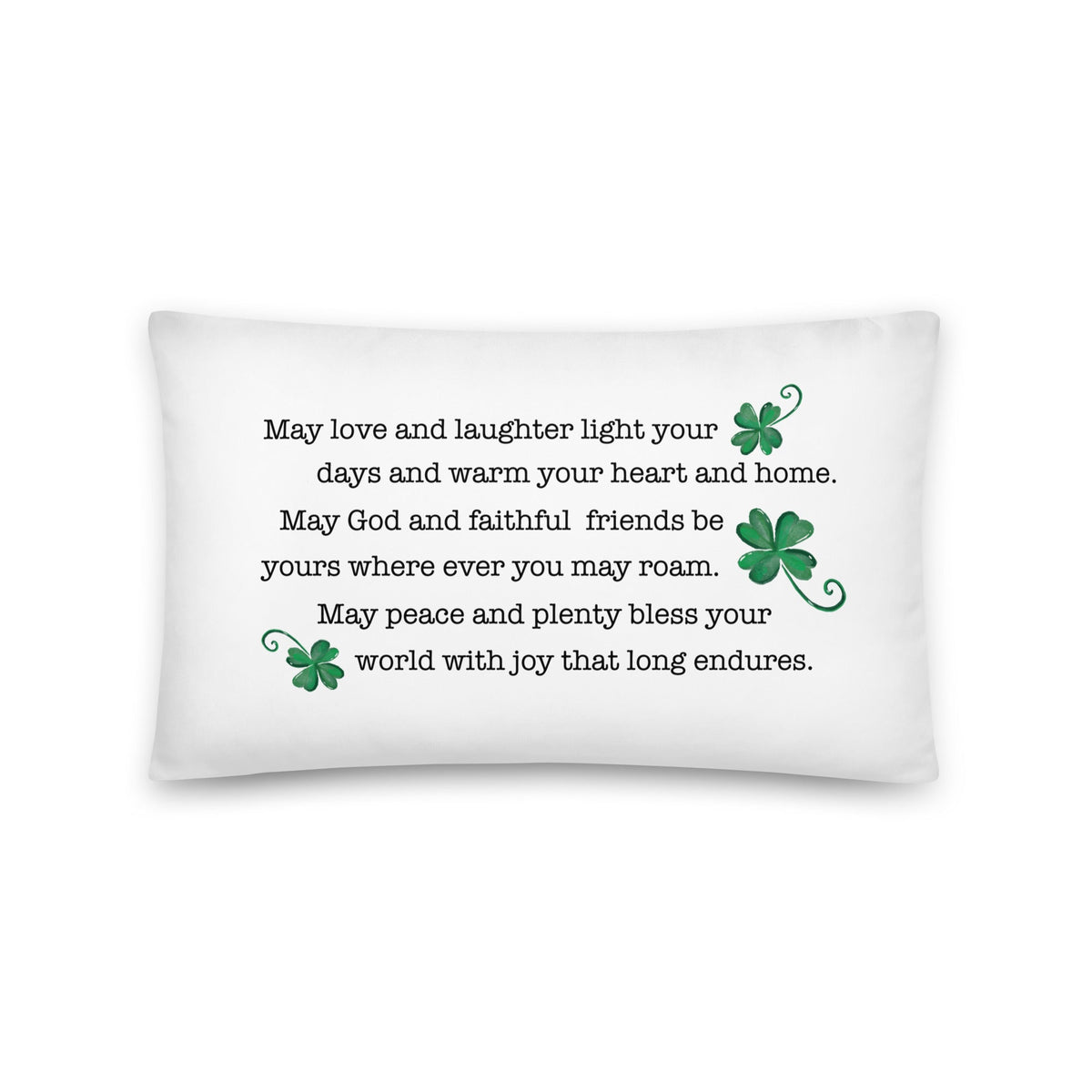 St. Patrick's Day Decorative Throw Pillow - May Love And Laughter - LifeSong Milestones