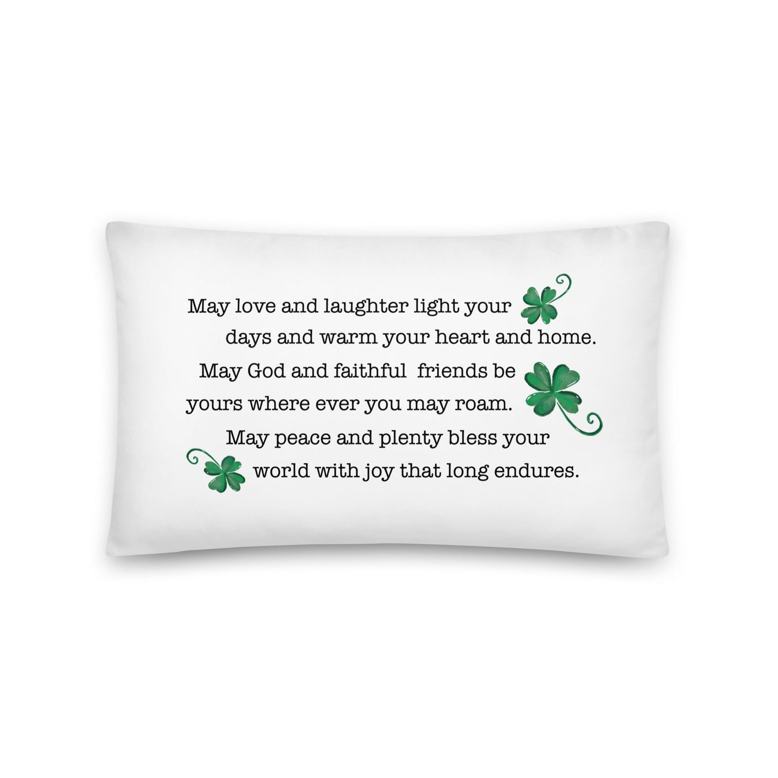 St. Patrick's Day Decorative Throw Pillow - May Love And Laughter - LifeSong Milestones