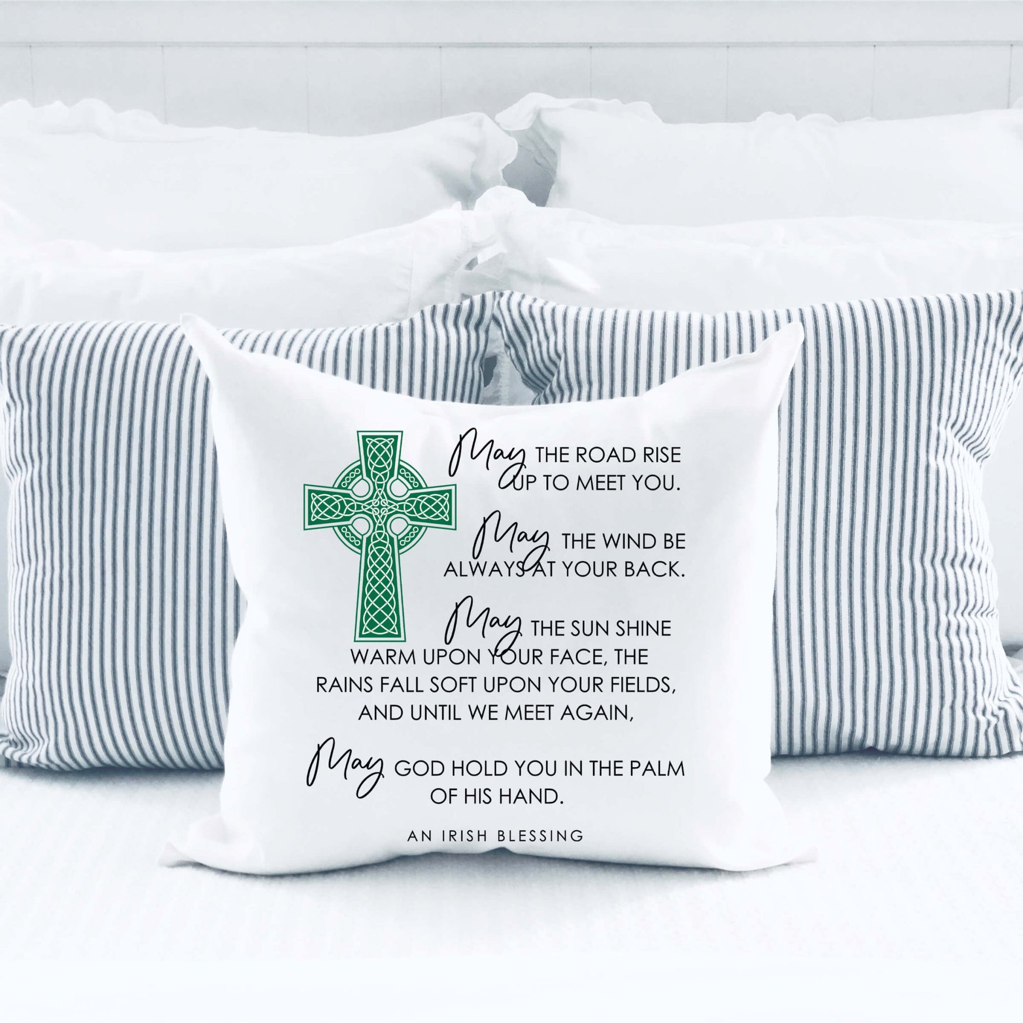 St. Patrick's Day Decorative Throw Pillow - May The Road Rise Up - LifeSong Milestones