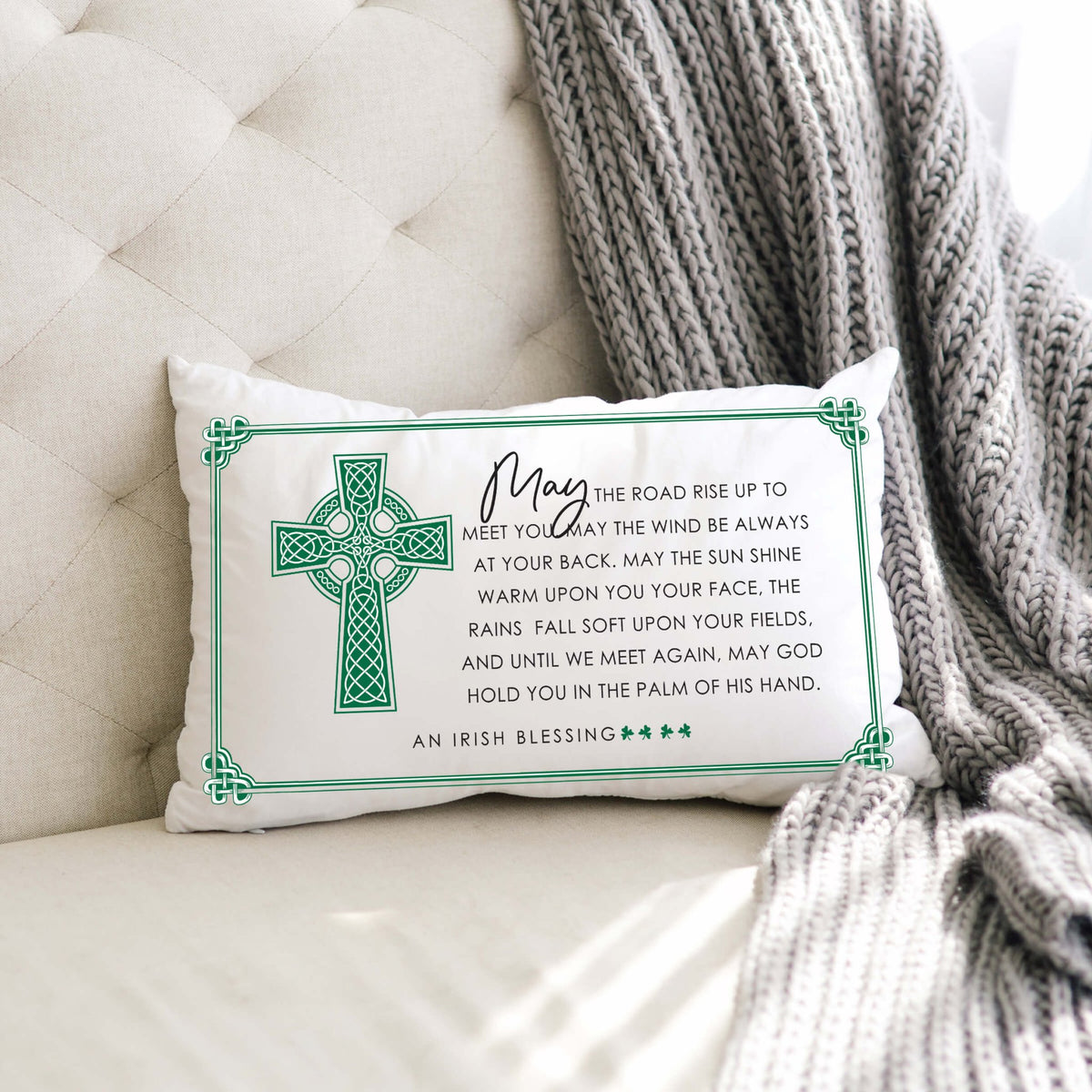 St. Patrick's Day Decorative Throw Pillow - May The Road Rise Up - LifeSong Milestones