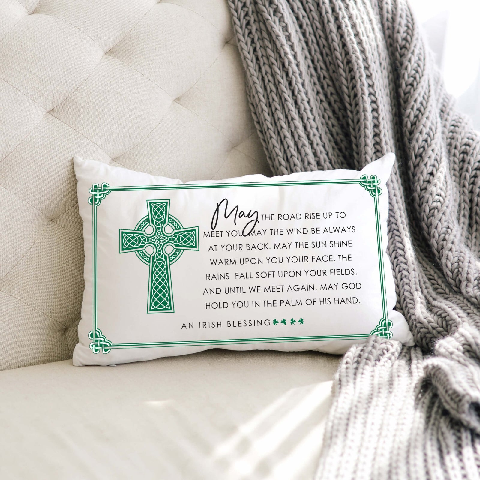 St. Patrick's Day Decorative Throw Pillow - May The Road Rise Up - LifeSong Milestones