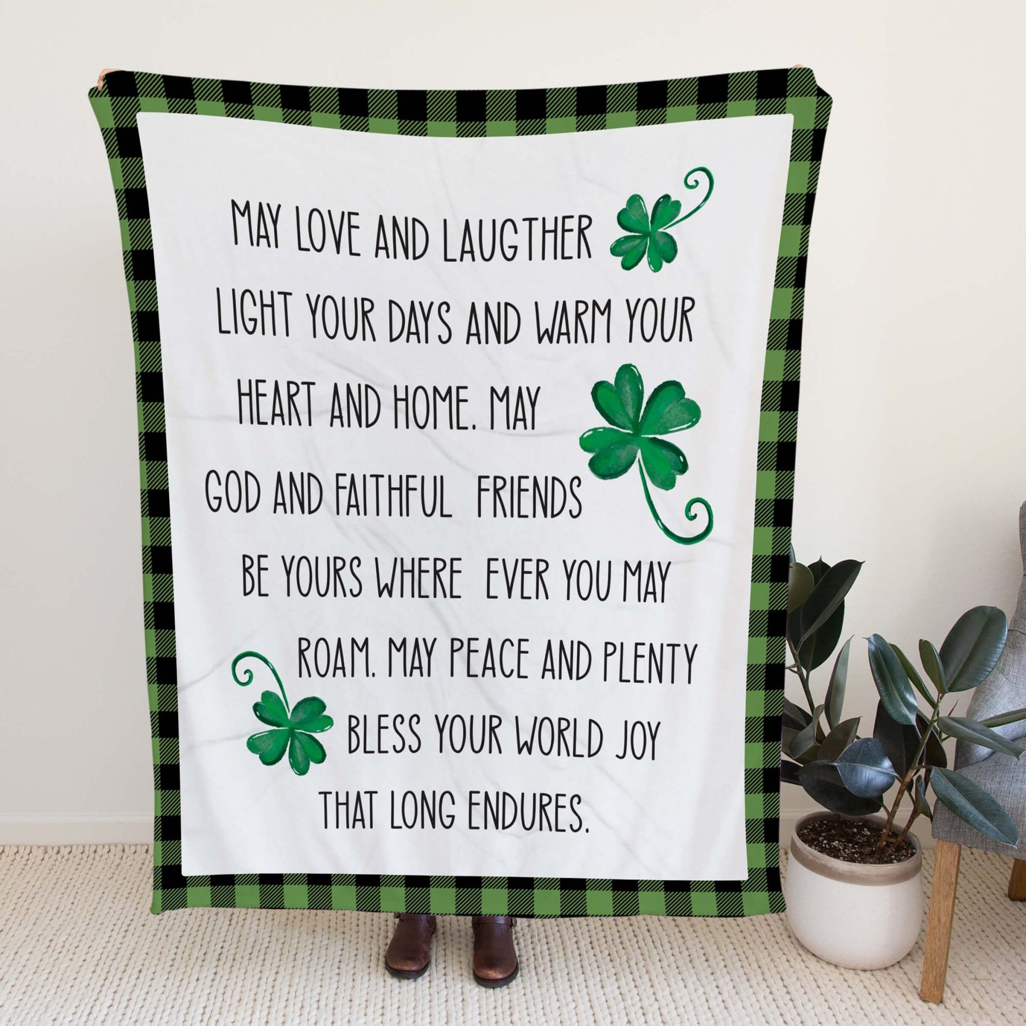 St. Patrick's Day Inspirational Soft And Lightweight Throw Blankets For Home Decor - May Love And Laughter - LifeSong Milestones