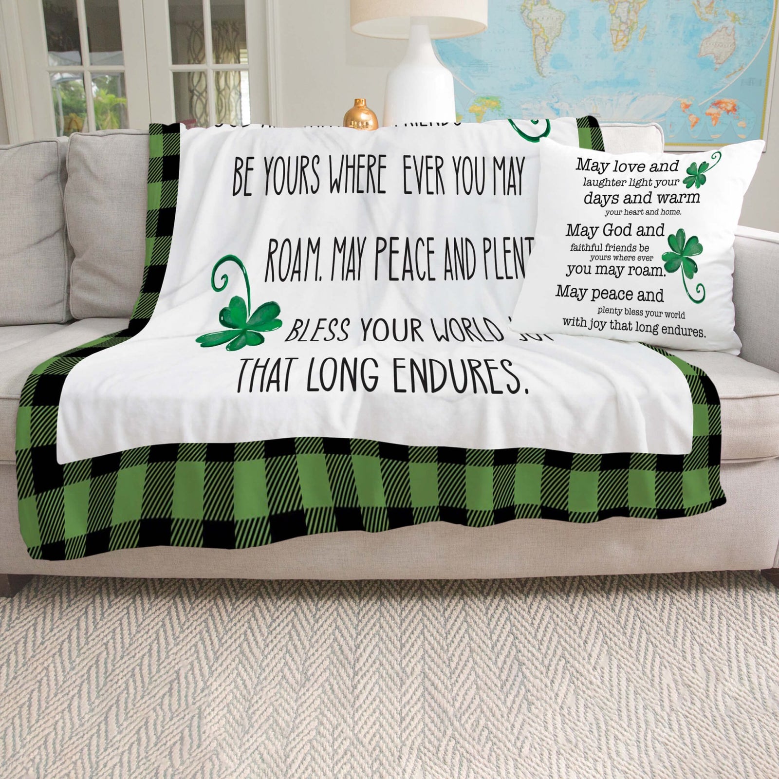 St. Patrick's Day Inspirational Soft And Lightweight Throw Blankets For Home Decor - May Love And Laughter - LifeSong Milestones