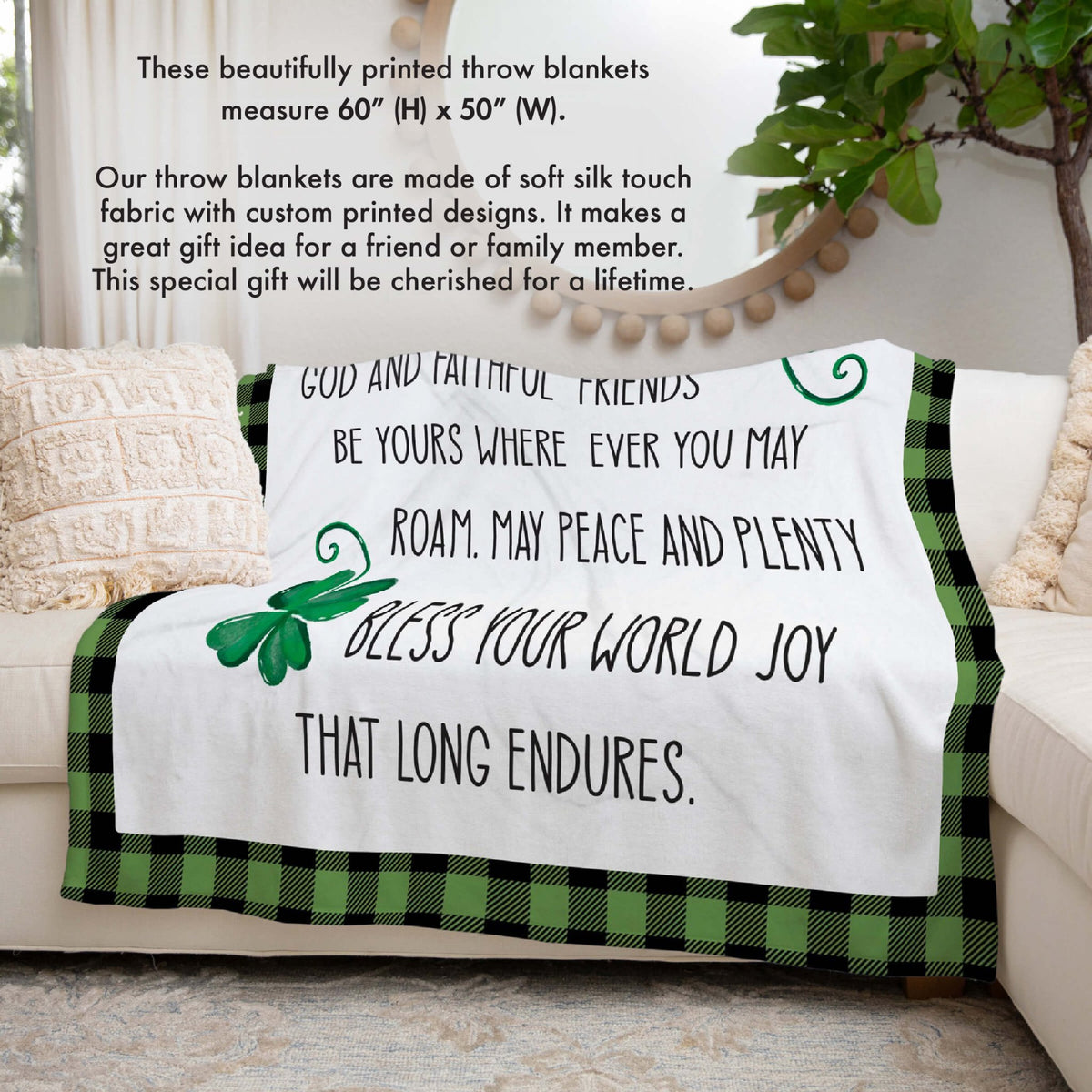 St. Patrick's Day Inspirational Soft And Lightweight Throw Blankets For Home Decor - May Love And Laughter - LifeSong Milestones