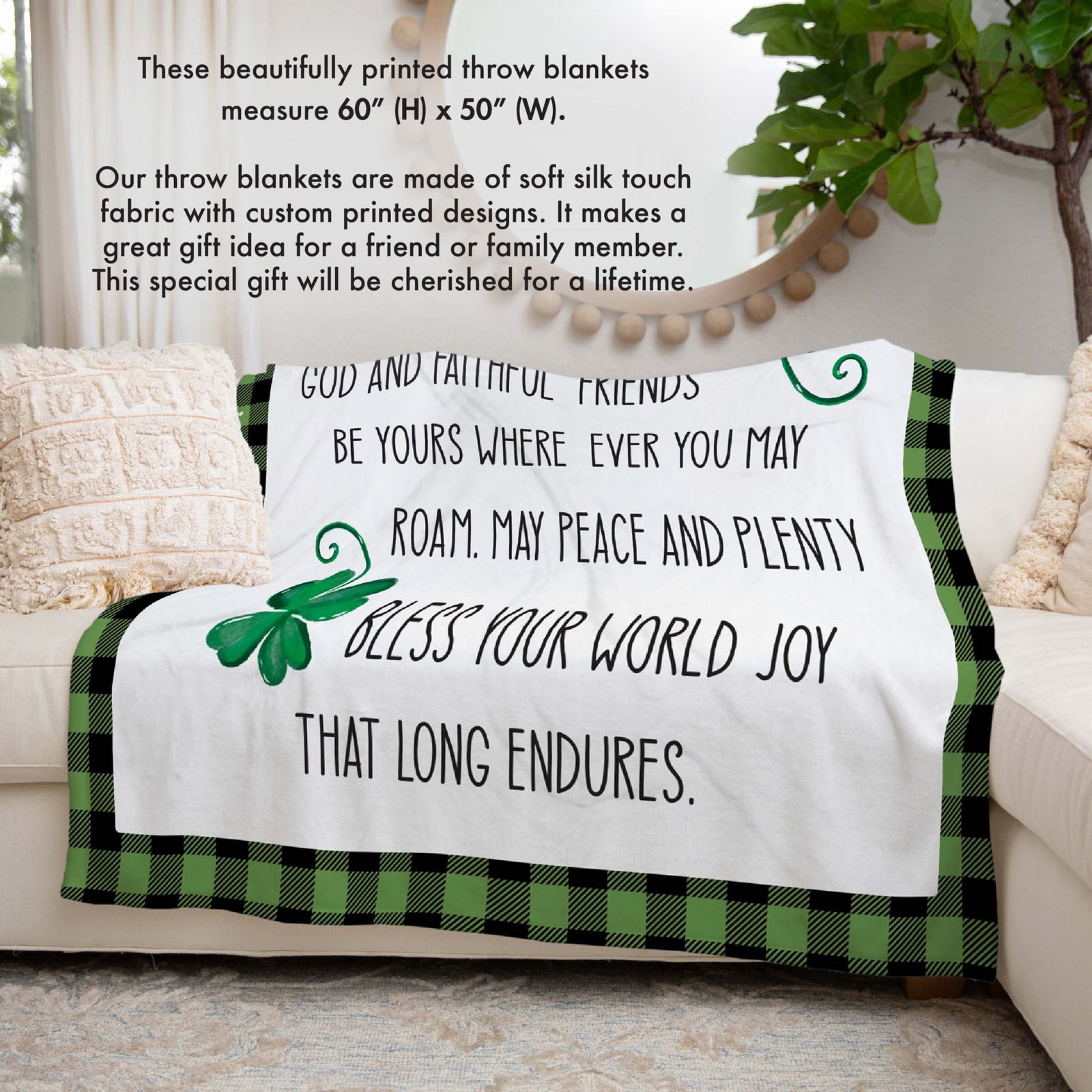 St. Patrick's Day Inspirational Soft And Lightweight Throw Blankets For Home Decor - May Love And Laughter - LifeSong Milestones