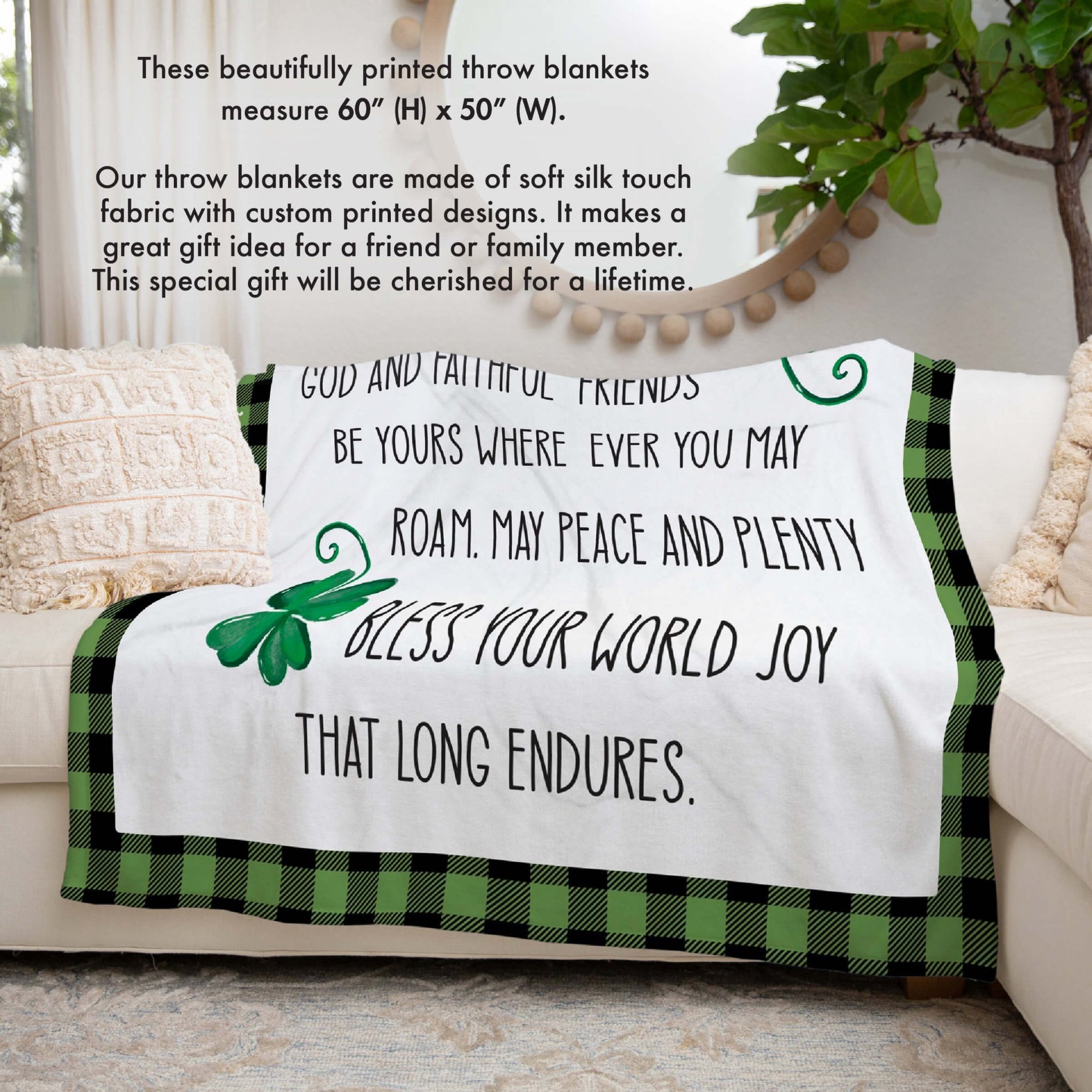 St. Patrick's Day Inspirational Soft And Lightweight Throw Blankets For Home Decor - May Love And Laughter - LifeSong Milestones