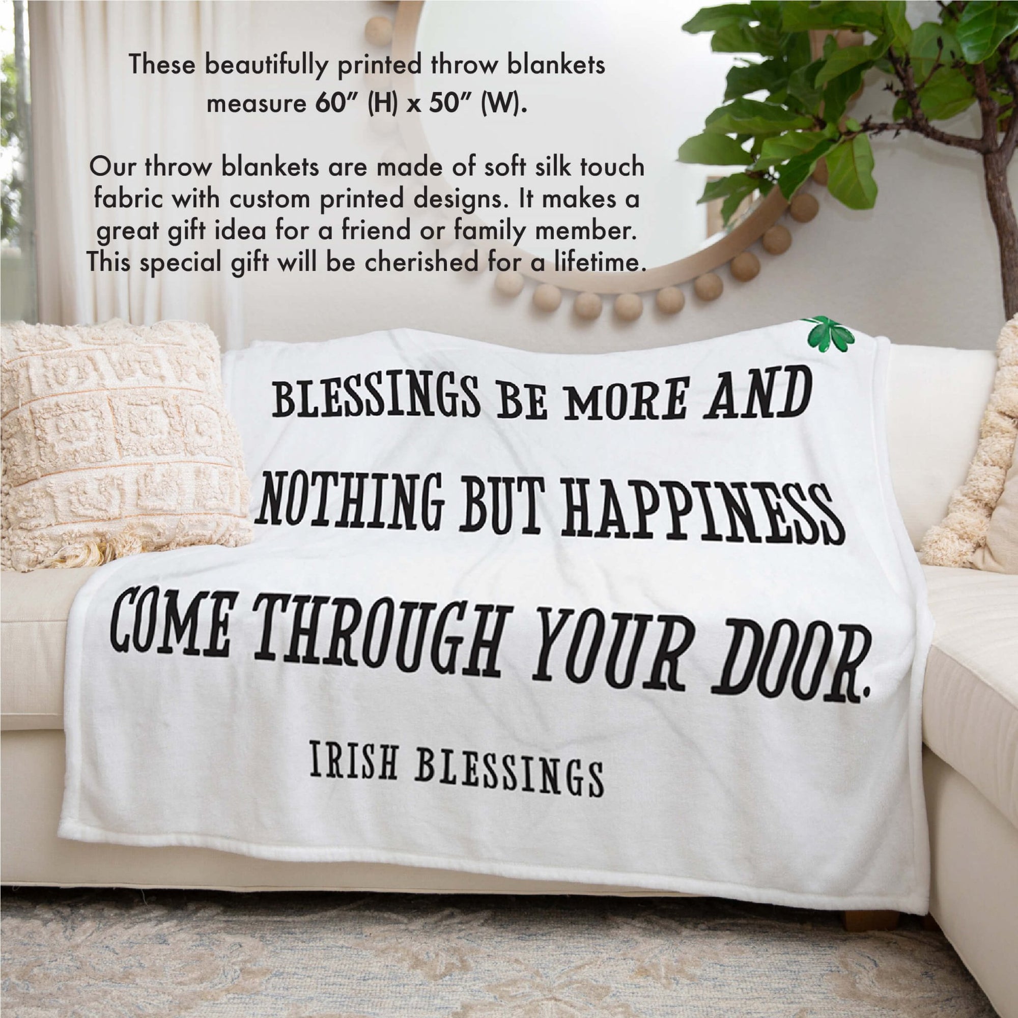 St. Patrick's Day Inspirational Soft And Lightweight Throw Blankets For Home Decor - May Your Troubles Be Less - LifeSong Milestones
