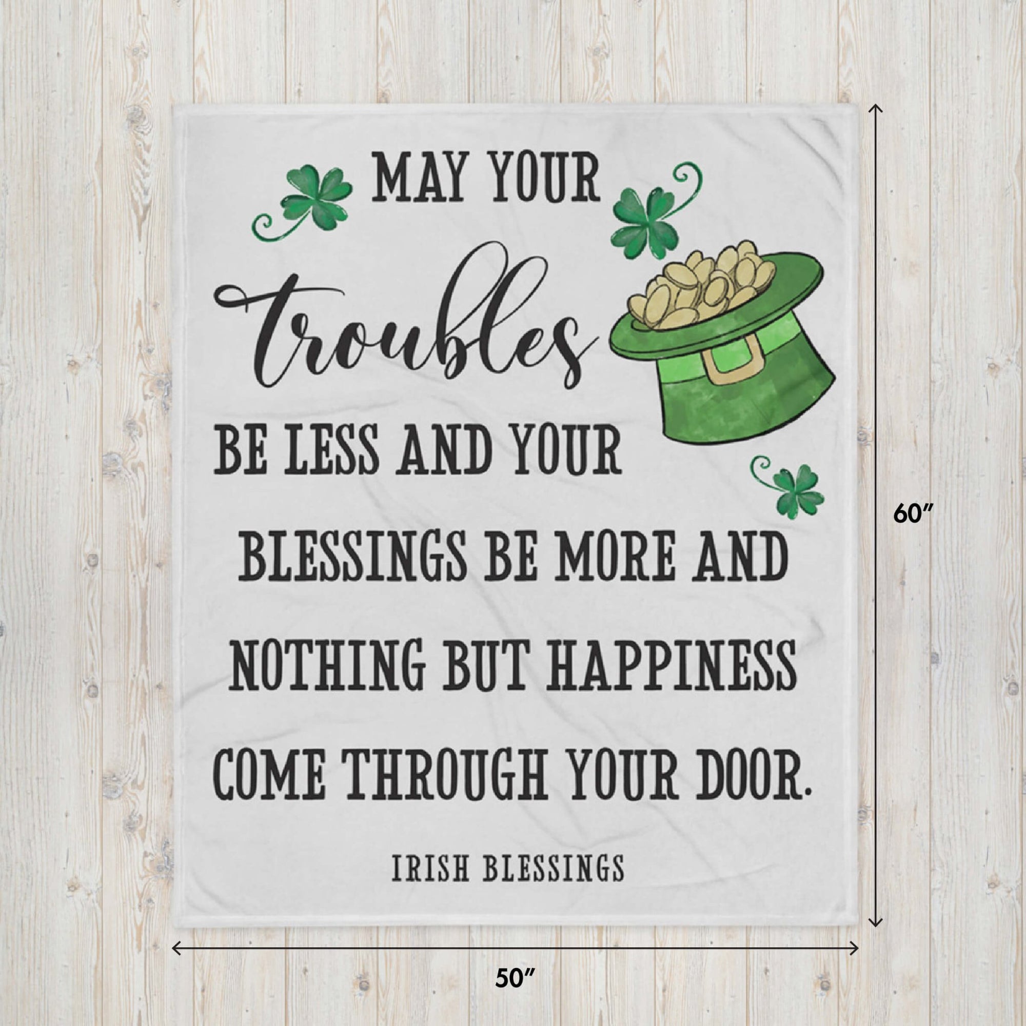 St. Patrick's Day Inspirational Soft And Lightweight Throw Blankets For Home Decor - May Your Troubles Be Less - LifeSong Milestones