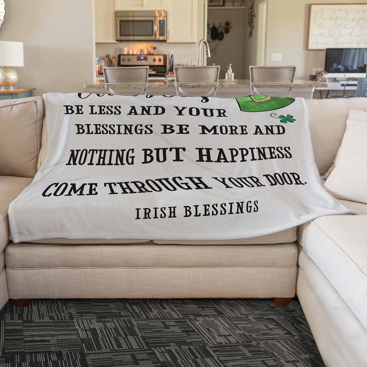 St. Patrick's Day Inspirational Soft And Lightweight Throw Blankets For Home Decor - May Your Troubles Be Less - LifeSong Milestones