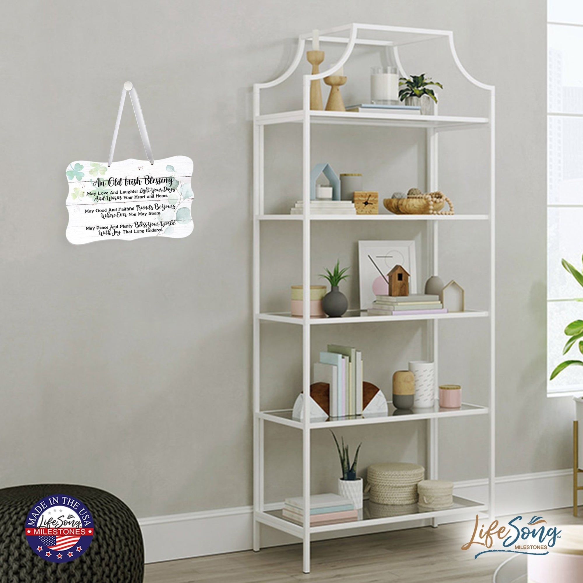 St. Patrick’s Day Irish Everyday Distressed Ribbon Wall Sign 8x12 - An Old Irish Blessing - LifeSong Milestones