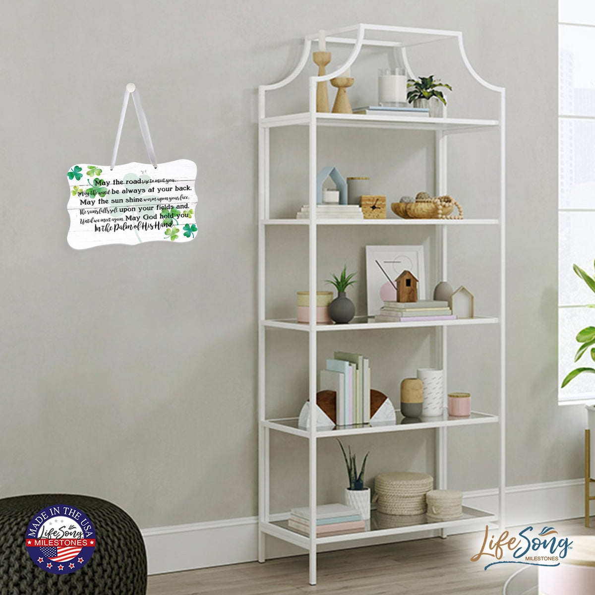 St. Patrick’s Day Irish Everyday Distressed Ribbon Wall Sign 8x12 - May The Road Rise To - LifeSong Milestones