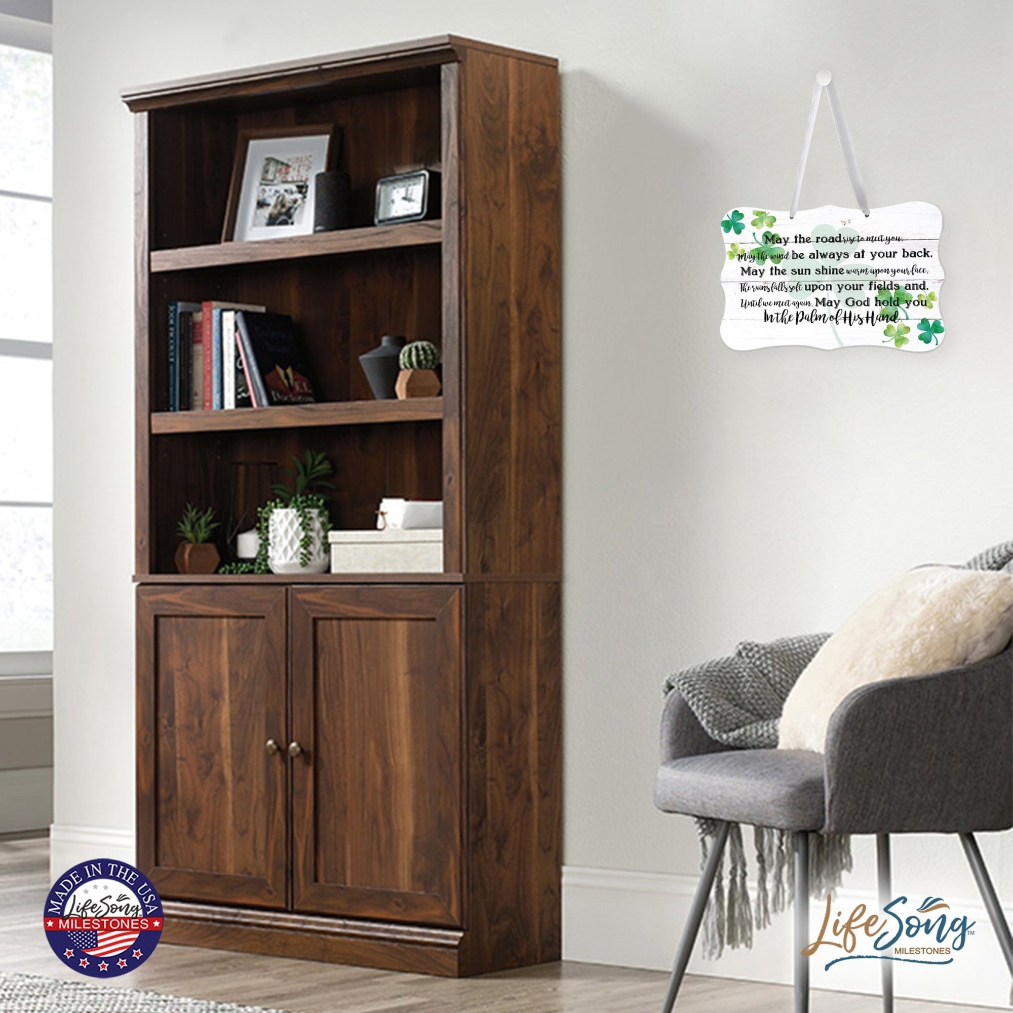 St. Patrick’s Day Irish Everyday Distressed Ribbon Wall Sign 8x12 - May The Road Rise To - LifeSong Milestones