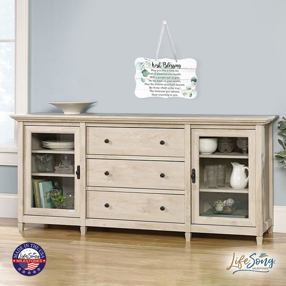 St. Patrick’s Day Irish Everyday Distressed Ribbon Wall Sign 8x12 - May You Live A Long - LifeSong Milestones