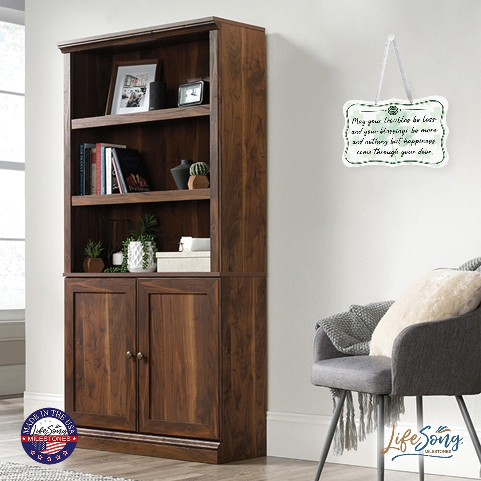 St. Patrick’s Day Irish Everyday Ribbon Wall Sign 8x12 - May Your Troubles Be Less - LifeSong Milestones