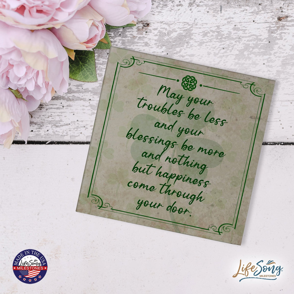 St. Patrick's Day Irish Everyday Trivet 5.75x5.75 - May Your Troubles Be Less - LifeSong Milestones