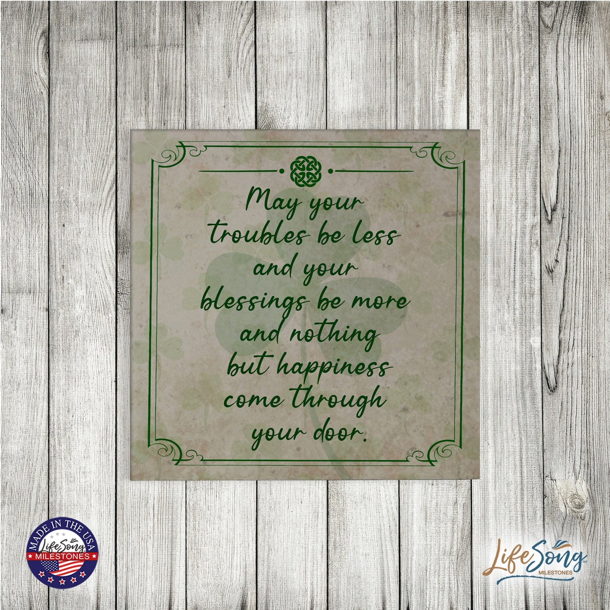 St. Patrick's Day Irish Everyday Trivet 5.75x5.75 - May Your Troubles Be Less - LifeSong Milestones