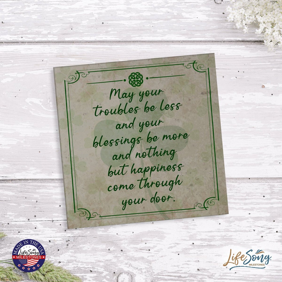 St. Patrick's Day Irish Everyday Trivet 5.75x5.75 - May Your Troubles Be Less - LifeSong Milestones