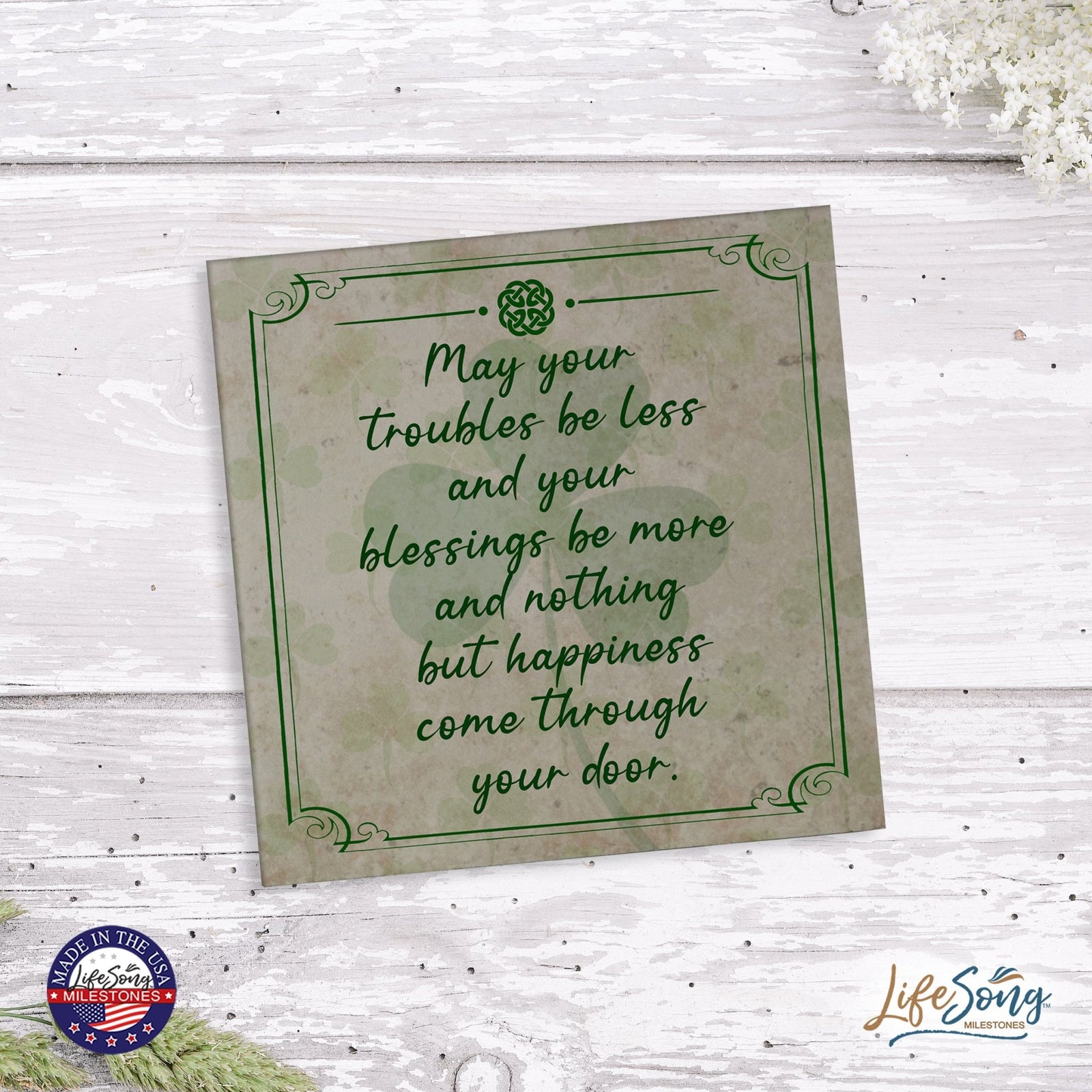 St. Patrick's Day Irish Everyday Trivet 5.75x5.75 - May Your Troubles Be Less - LifeSong Milestones