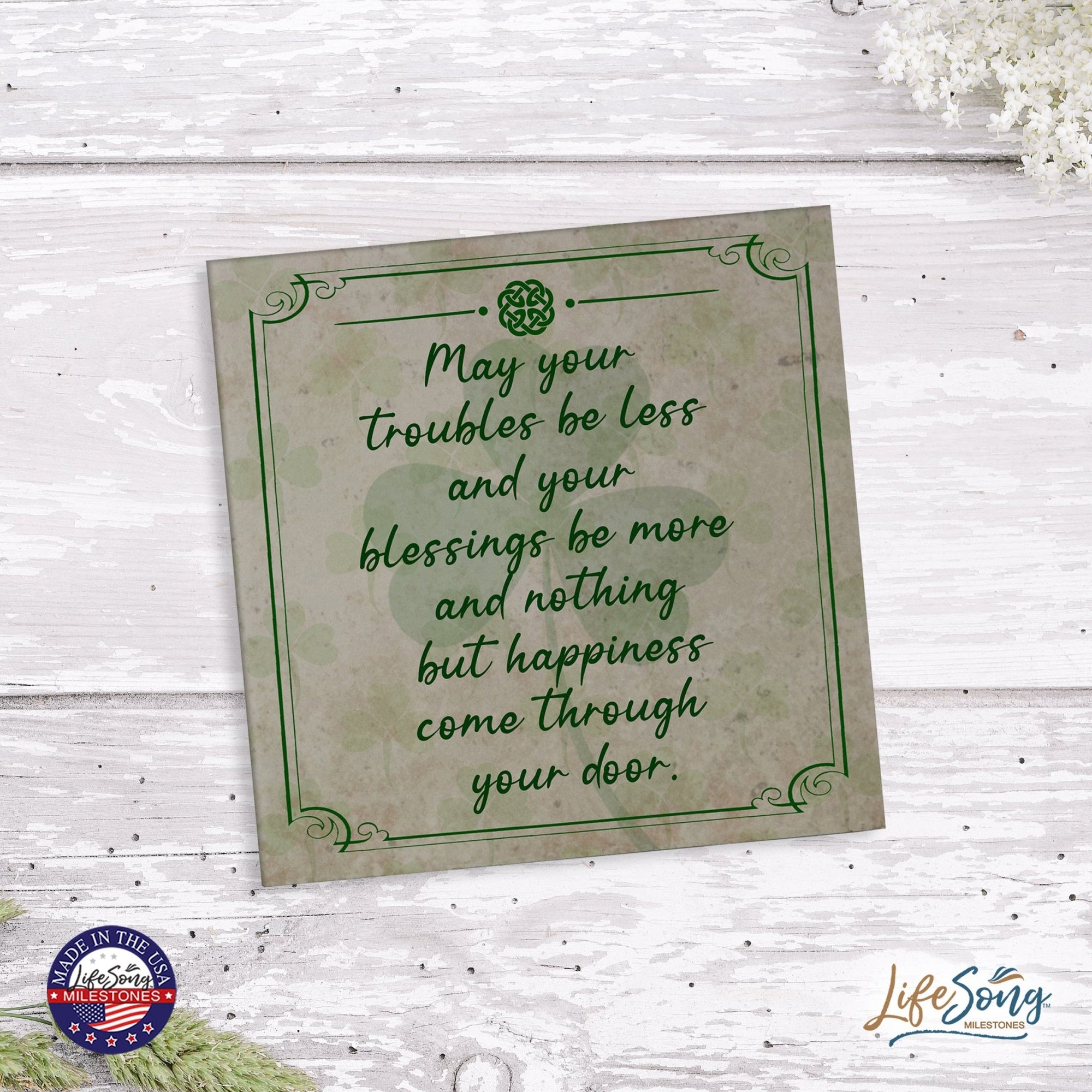 St. Patrick's Day Irish Everyday Trivet 5.75x5.75 - May Your Troubles Be Less - LifeSong Milestones