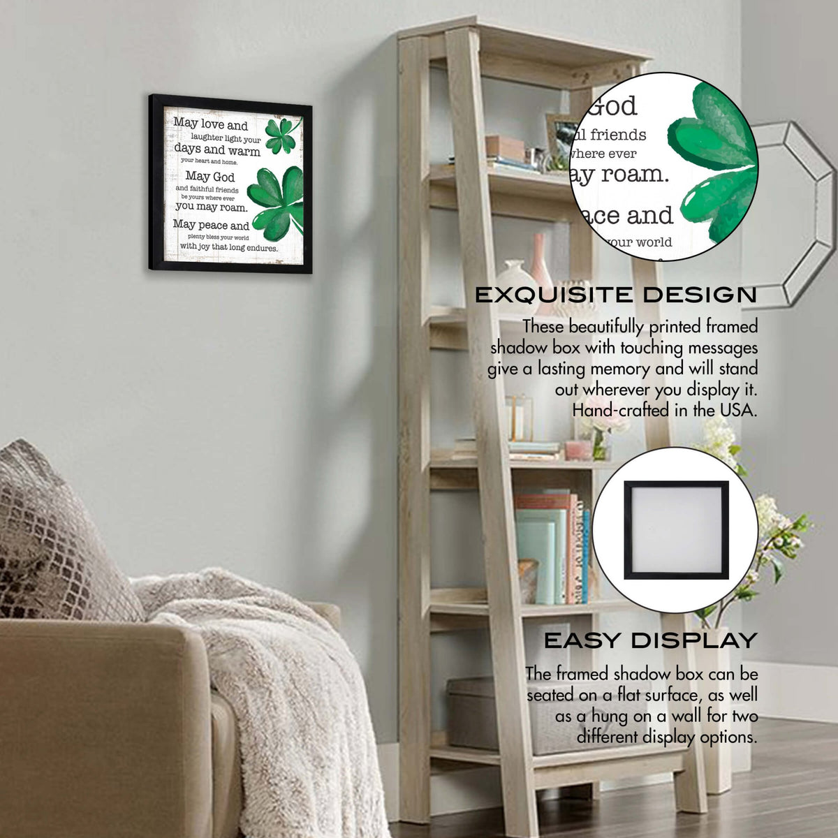 St. Patrick's Day Modern Wooden Framed Shadow Box Home Décor Gift - LifeSong Milestones