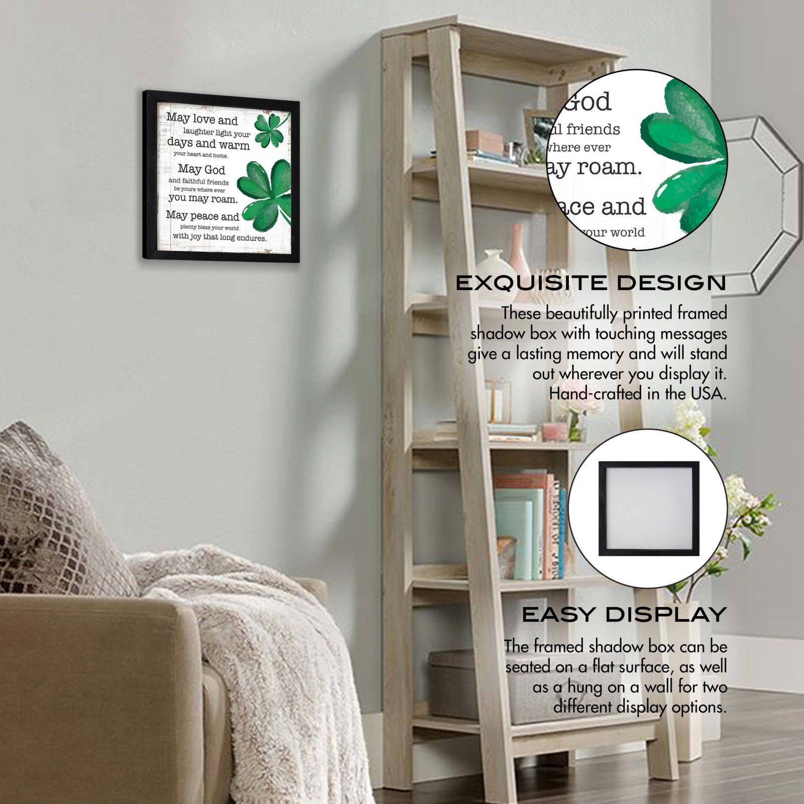 St. Patrick's Day Modern Wooden Framed Shadow Box Home Décor Gift - LifeSong Milestones