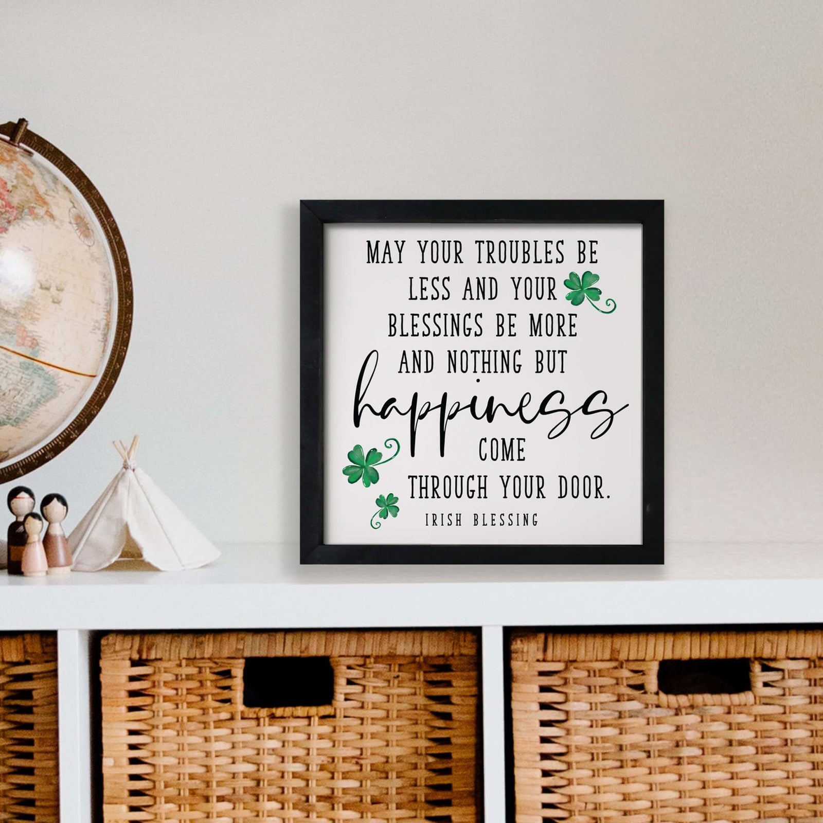 St. Patrick's Day Wooden Framed Shadow Box | Irish Blessing Modern Family Home Décorations - LifeSong Milestones