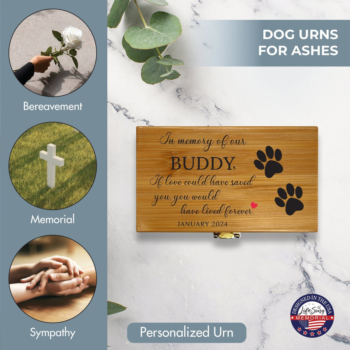 Sustainable Bamboo Cremation Urn for Pet Ashes – Biodegradable Memorial Keepsake - If Love Could - LifeSong Milestones