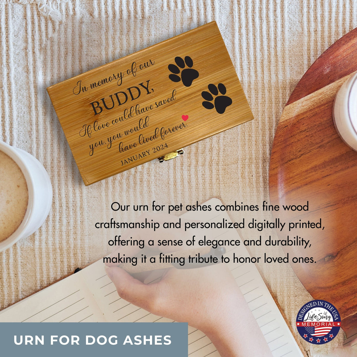 Sustainable Bamboo Cremation Urn for Pet Ashes – Biodegradable Memorial Keepsake - If Love Could - LifeSong Milestones