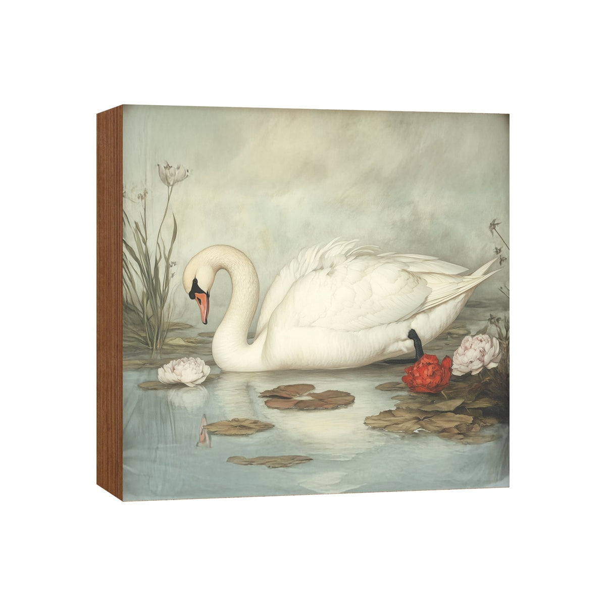 Swan Shelf Sitter 5x5 — Square Birch Wood Elegant Nature Décor for Tiered Tray &amp; Shelf | Swan Gift - LifeSong Milestones