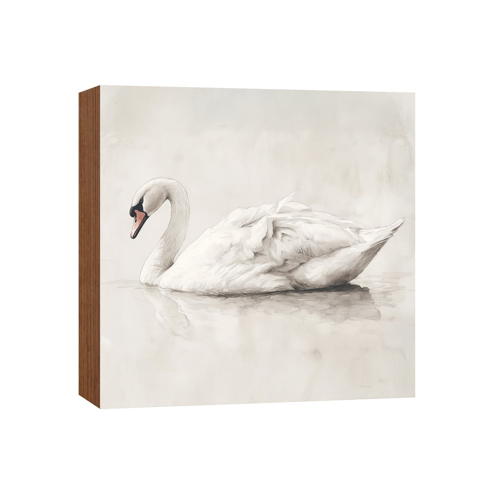 Swan Shelf Sitter 5x5 — Square Birch Wood Elegant Nature Décor for Tiered Tray & Shelf | Swan Gift - LifeSong Milestones