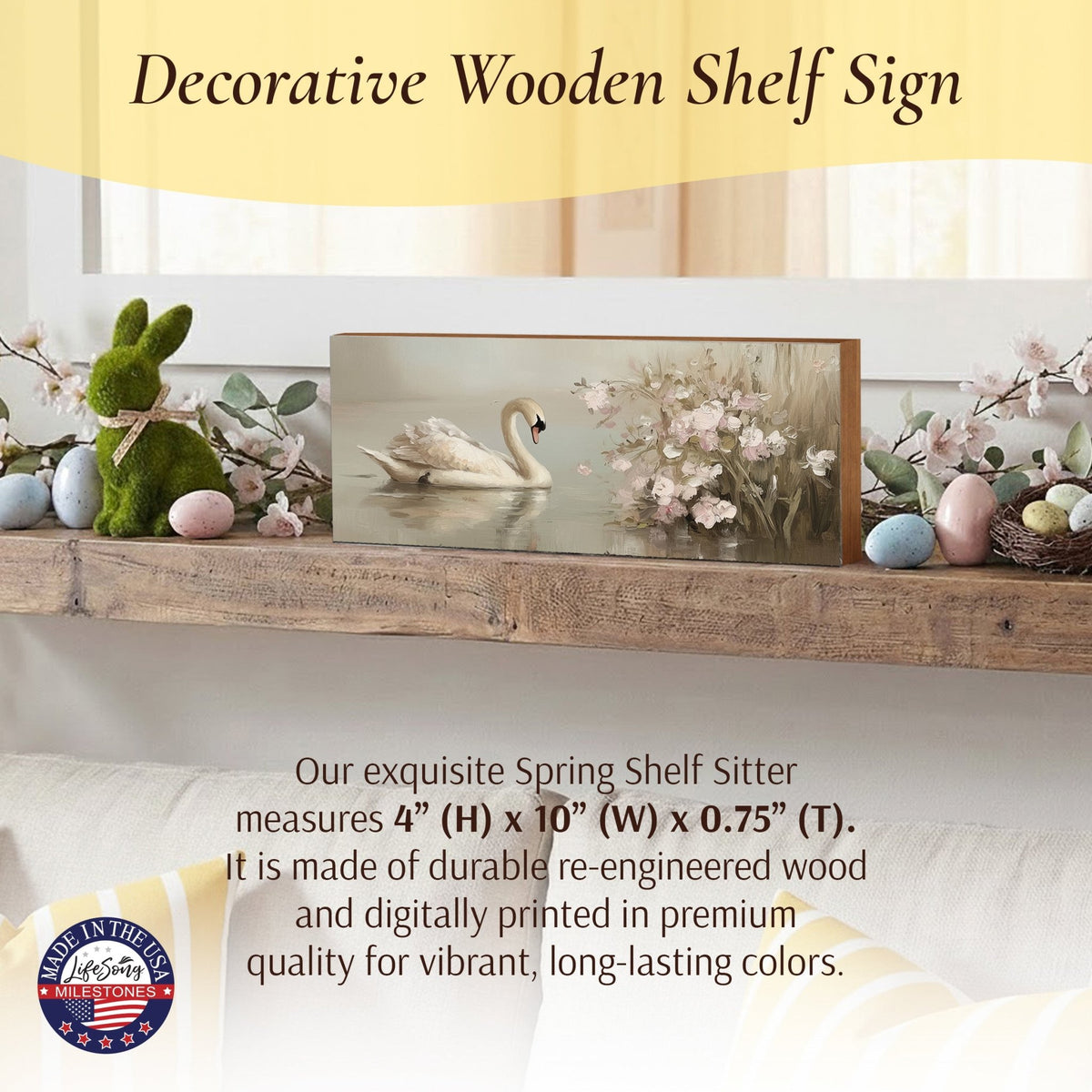 Swan Shelf Sitter — Handcrafted Birch Wood Elegant Nature Décor for Mantel & Shelf | Swan Gift - LifeSong Milestones