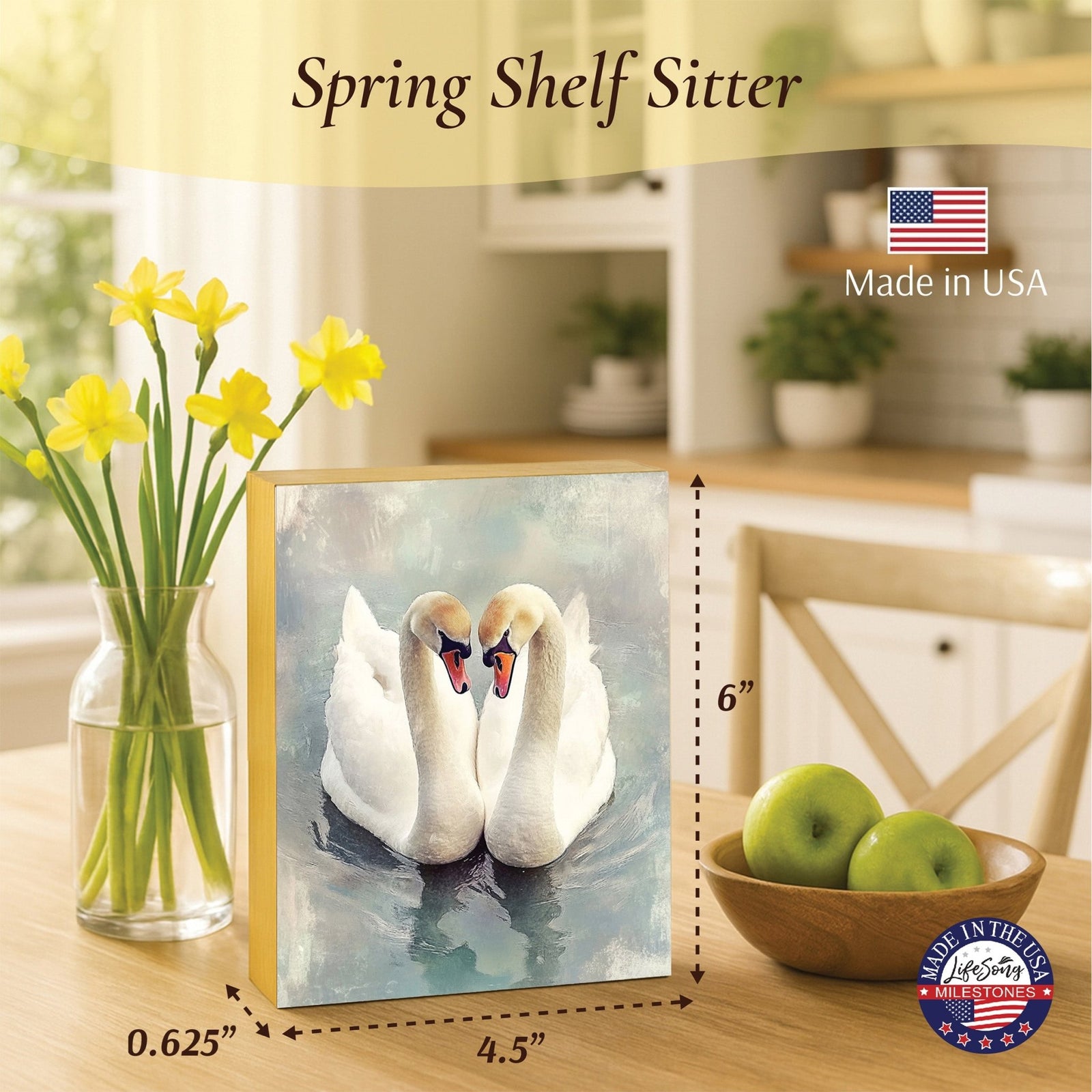 Swan Shelf Sitter — Handcrafted Birch Wood Elegant Nature Décor for Mantel & Shelf | Swan Gift - LifeSong Milestones