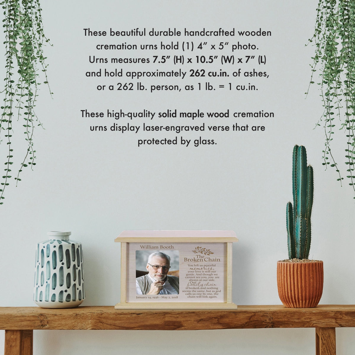 The Broken Chain Wooden Personalized Photograph Cremation Urn for Adult - The Broken Chain - LifeSong Milestones
