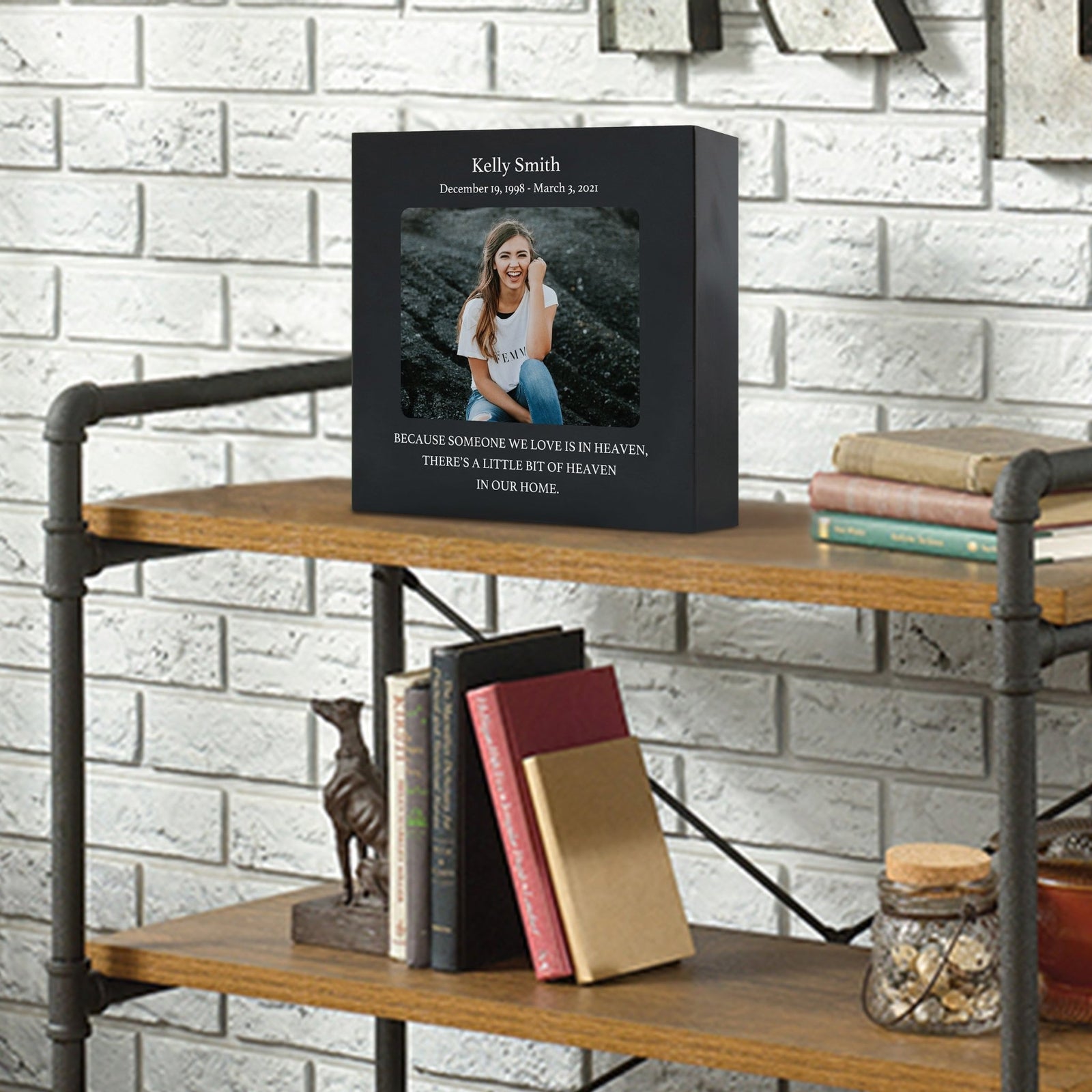 Timeless Human Memorial Shadow Box Photo Urn in Black - Because Someone ...