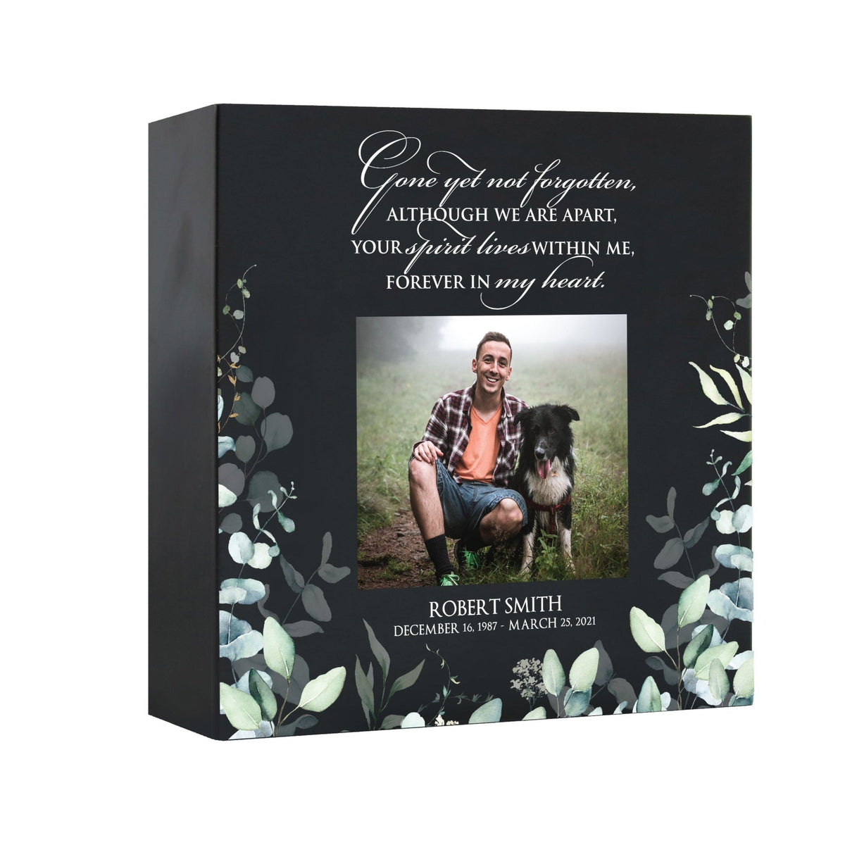 Timeless Human Memorial Shadow Box Photo Urn in Black - Gone Yet Not Forgotten - LifeSong Milestones