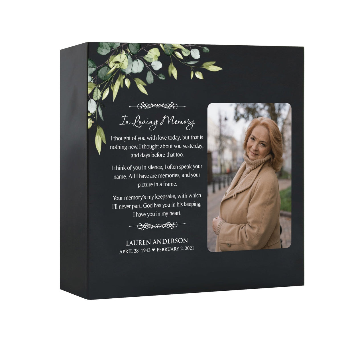 Timeless Human Memorial Shadow Box Photo Urn in Black - In Loving Memory - LifeSong Milestones