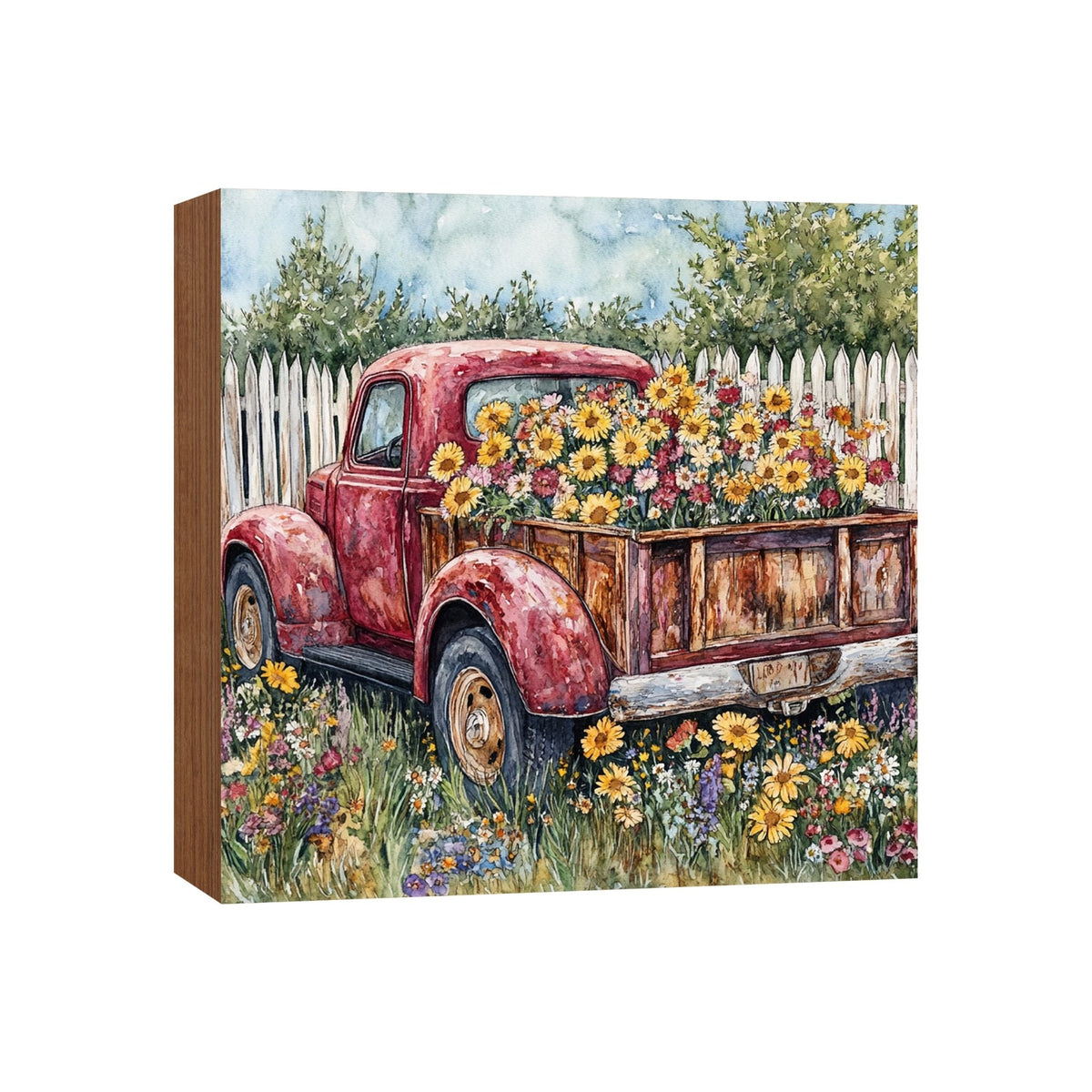 Truck Shelf Sitter 5x5 — Square Birch Wood Farmhouse Décor for Tiered Tray &amp; Shelf | Truck Gift - LifeSong Milestones