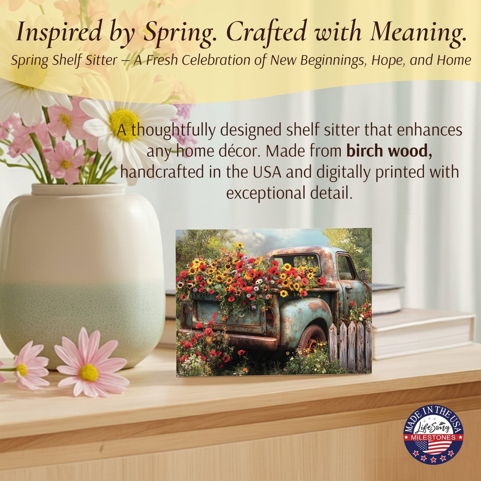 Truck Shelf Sitter — Handcrafted Wood Farmhouse Décor for Mantel & Shelf | Truck Lover Gift - LifeSong Milestones