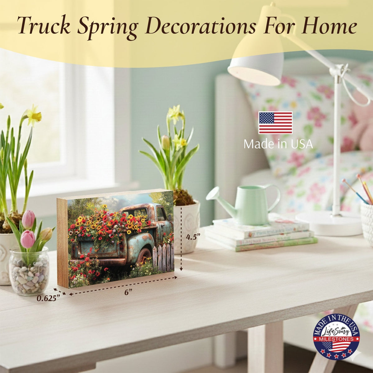 Truck Shelf Sitter — Handcrafted Wood Farmhouse Décor for Mantel & Shelf | Truck Lover Gift - LifeSong Milestones