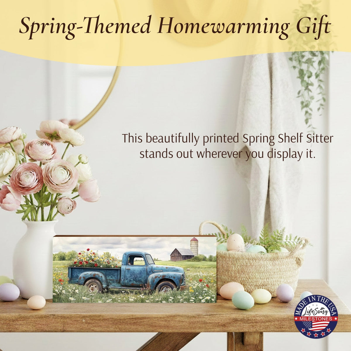 Truck Shelf Sitter — Handcrafted Wood Farmhouse Décor for Mantel & Shelf | Truck Lover Gift - LifeSong Milestones