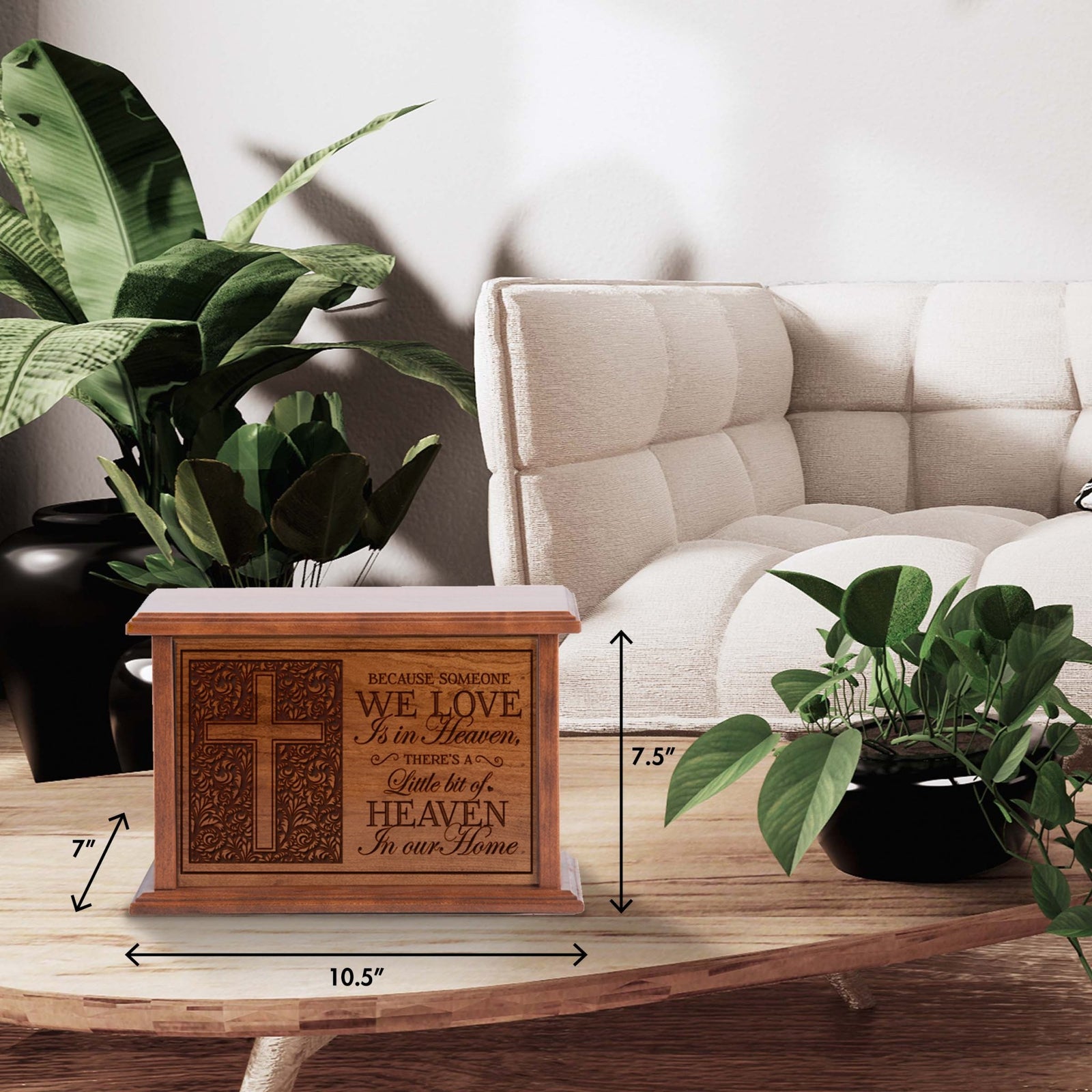 Unique Cremation Wooden Urn Box for Human Ashes - Because Someone We Love - LifeSong Milestones