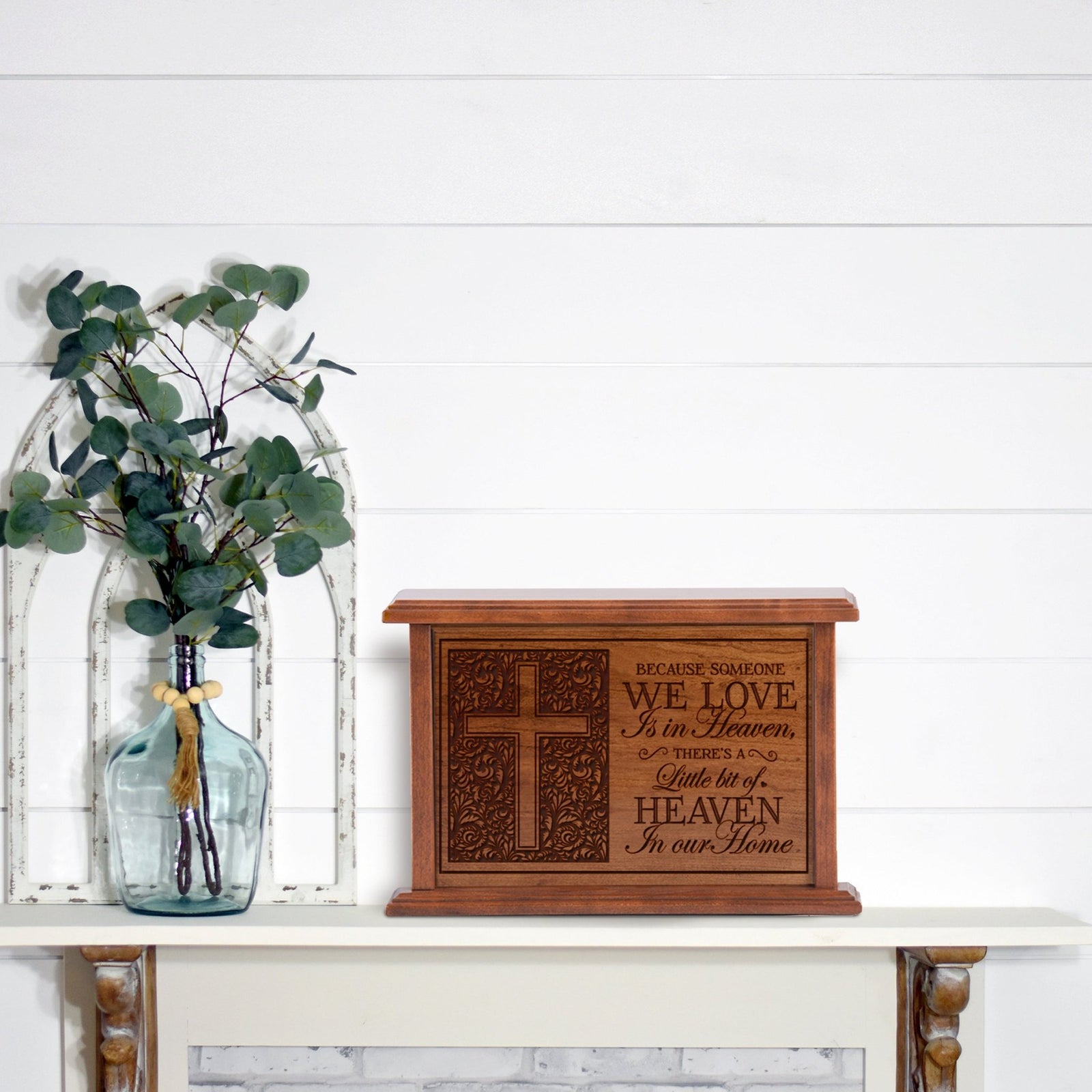 Unique Cremation Wooden Urn Box for Human Ashes - Because Someone We Love - LifeSong Milestones