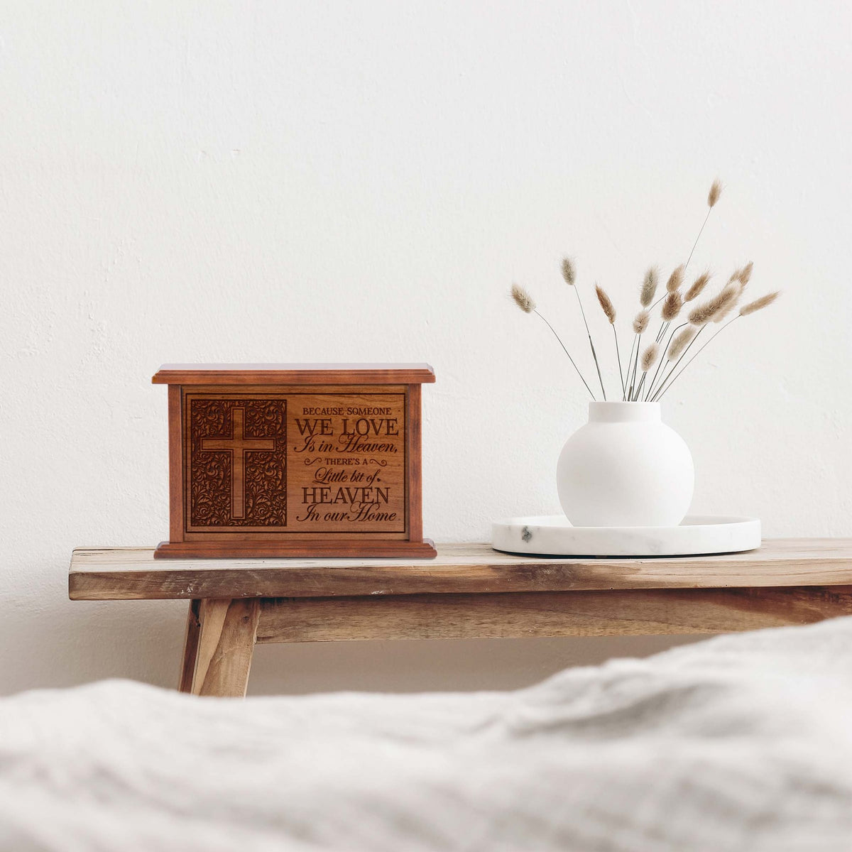 Unique Cremation Wooden Urn Box for Human Ashes - Because Someone We Love - LifeSong Milestones