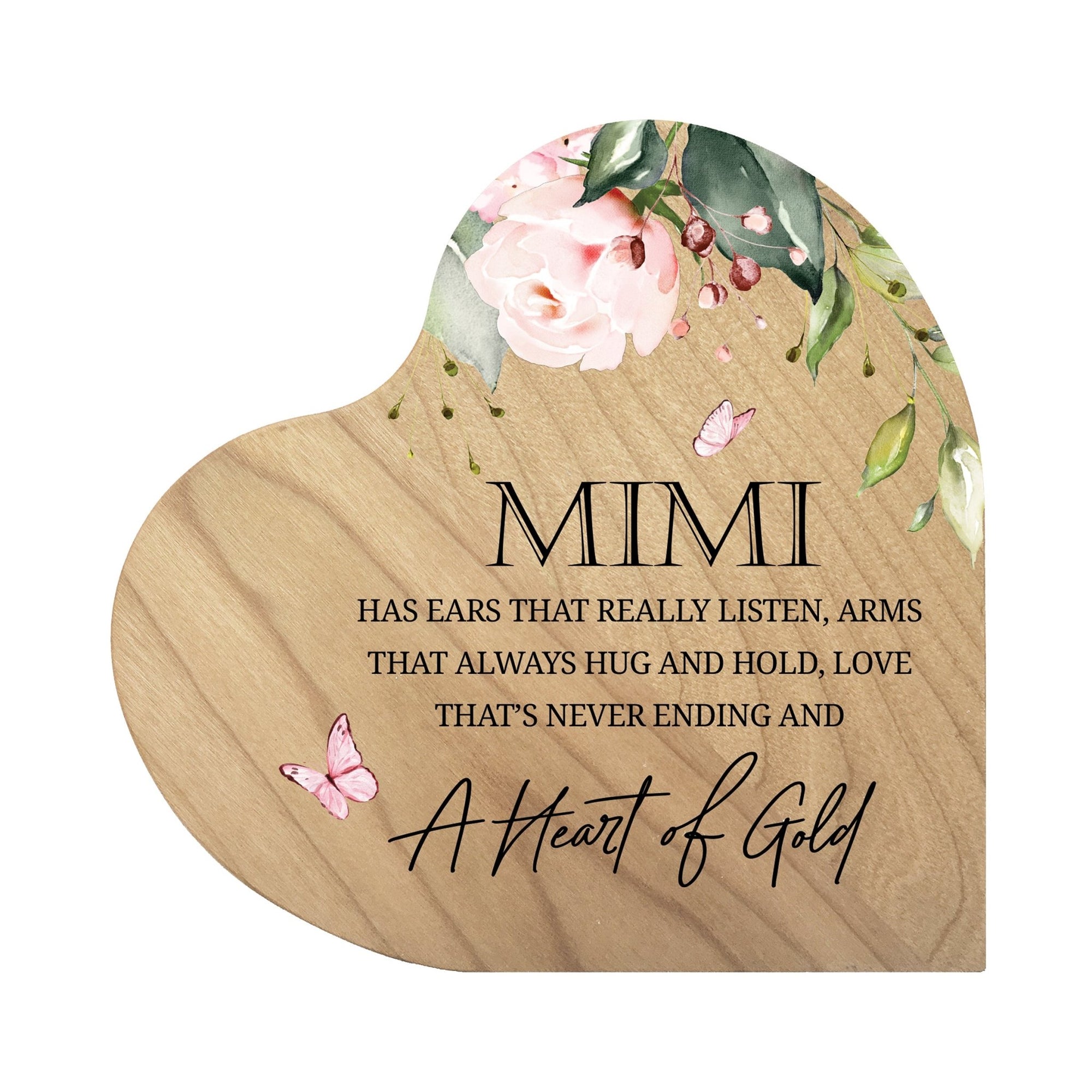 Unique Grandmother’s Love Heart Block- 5in with Inspirational verse - Mimi, A Heart of Gold - LifeSong Milestones