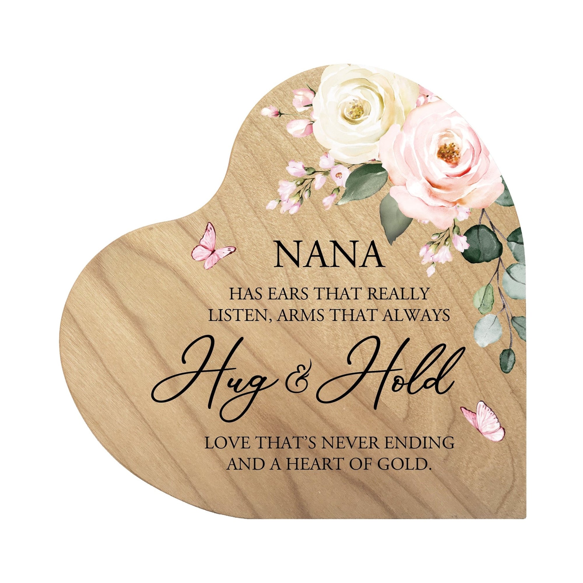 Unique Grandmother’s Love Heart Block- 5in with Inspirational verse - Nana, Hug and Hold - LifeSong Milestones