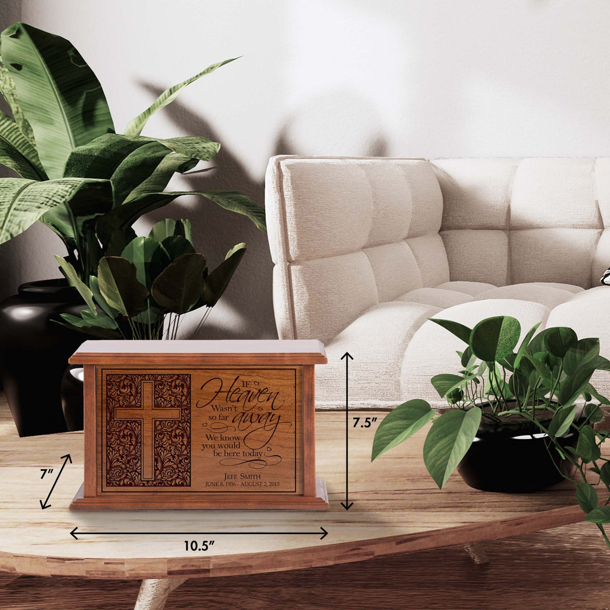 Unique Memorial Funeral Cremation Urns for Human Ashes - If Heaven Wasn't So Far - LifeSong Milestones