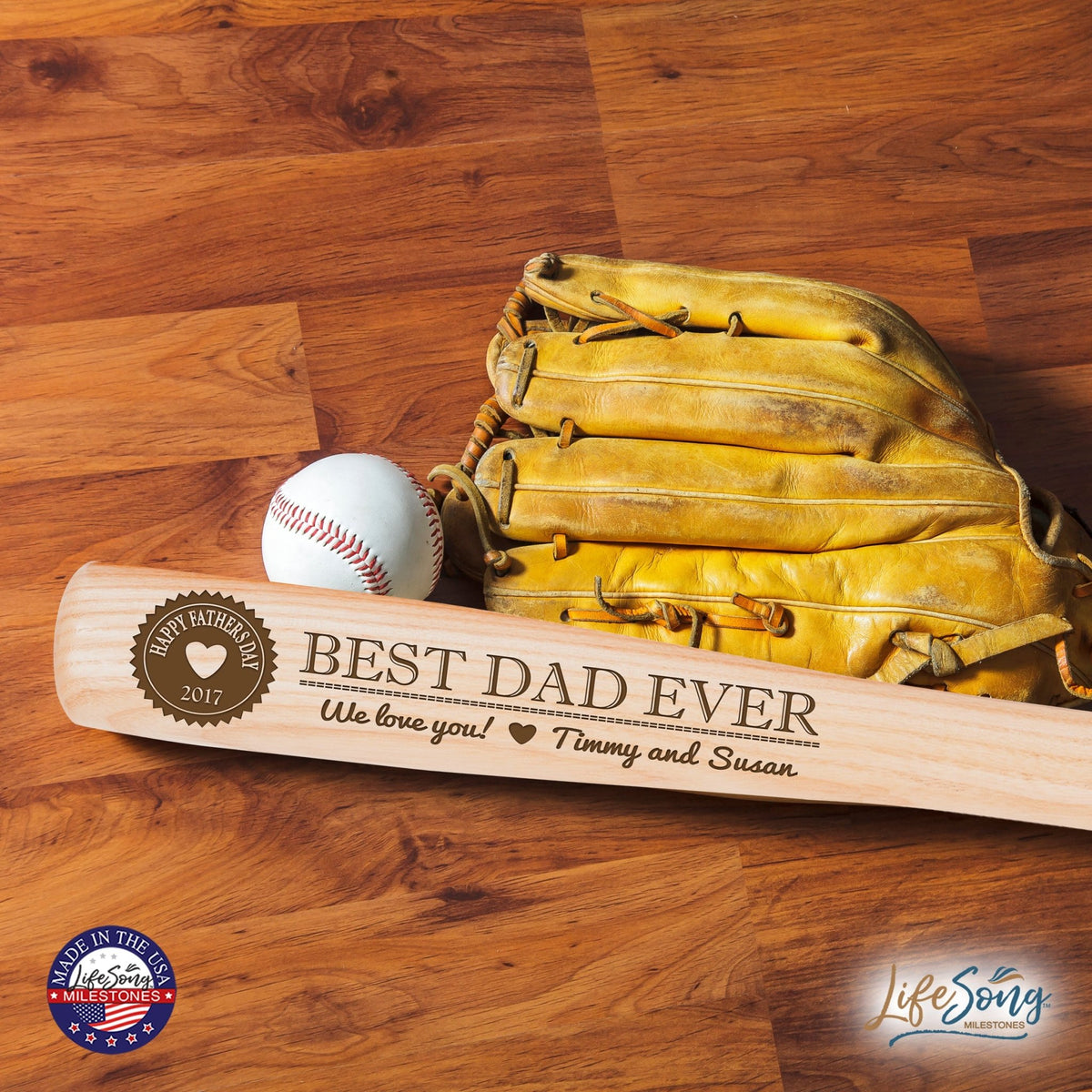 Unique Personalized Father&#39;s Day Baseball Bat Shelf Décor - Best Dad - LifeSong Milestones